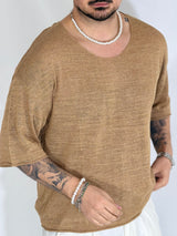 T-shirt scollata cammello SHIBUYA