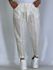 Pantalaccio effetto lino rigato MADRID
