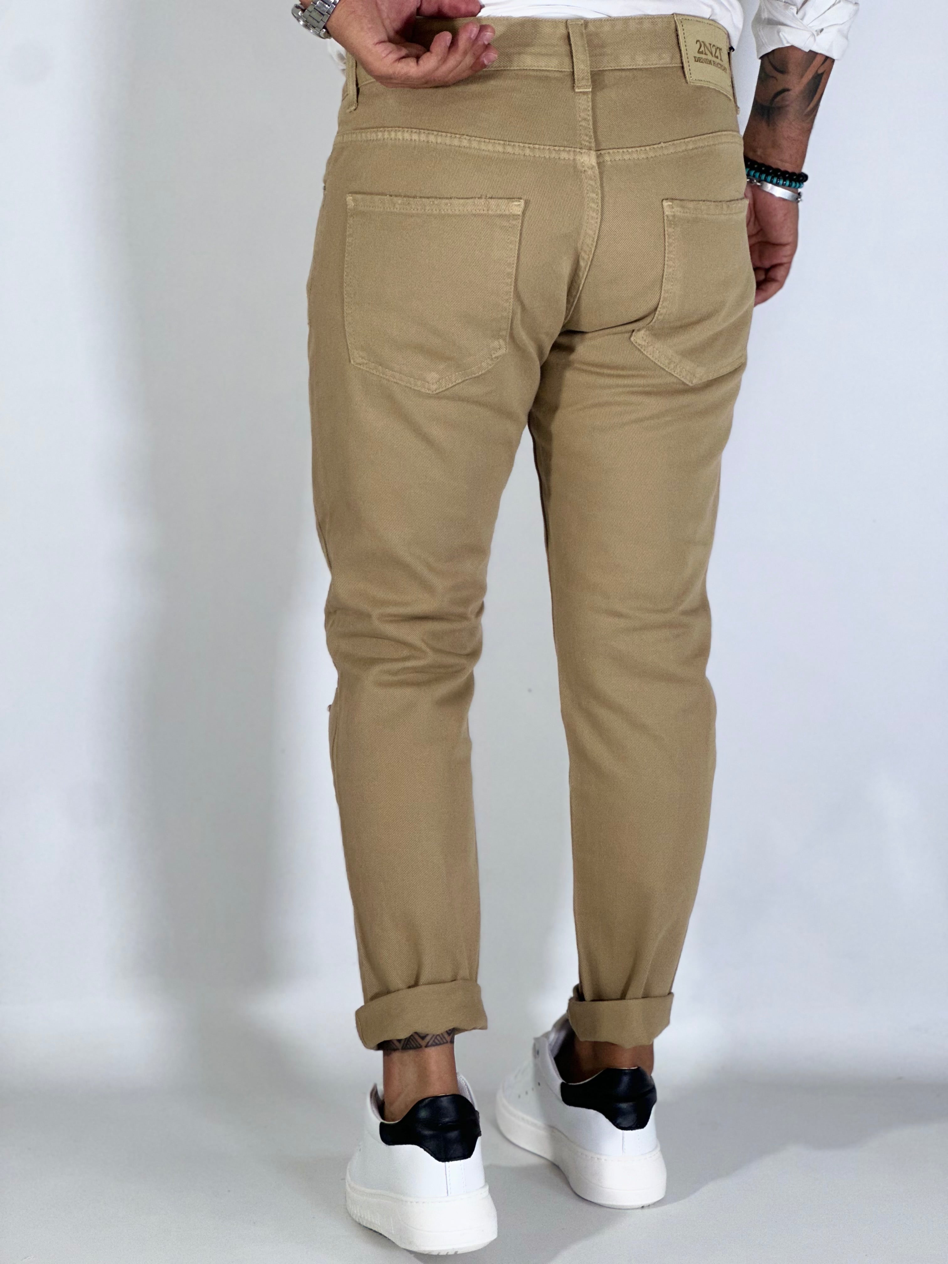 Pantalone slim fit beige 2N2T DRILL