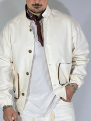 Giubbino con bandana cropped panna