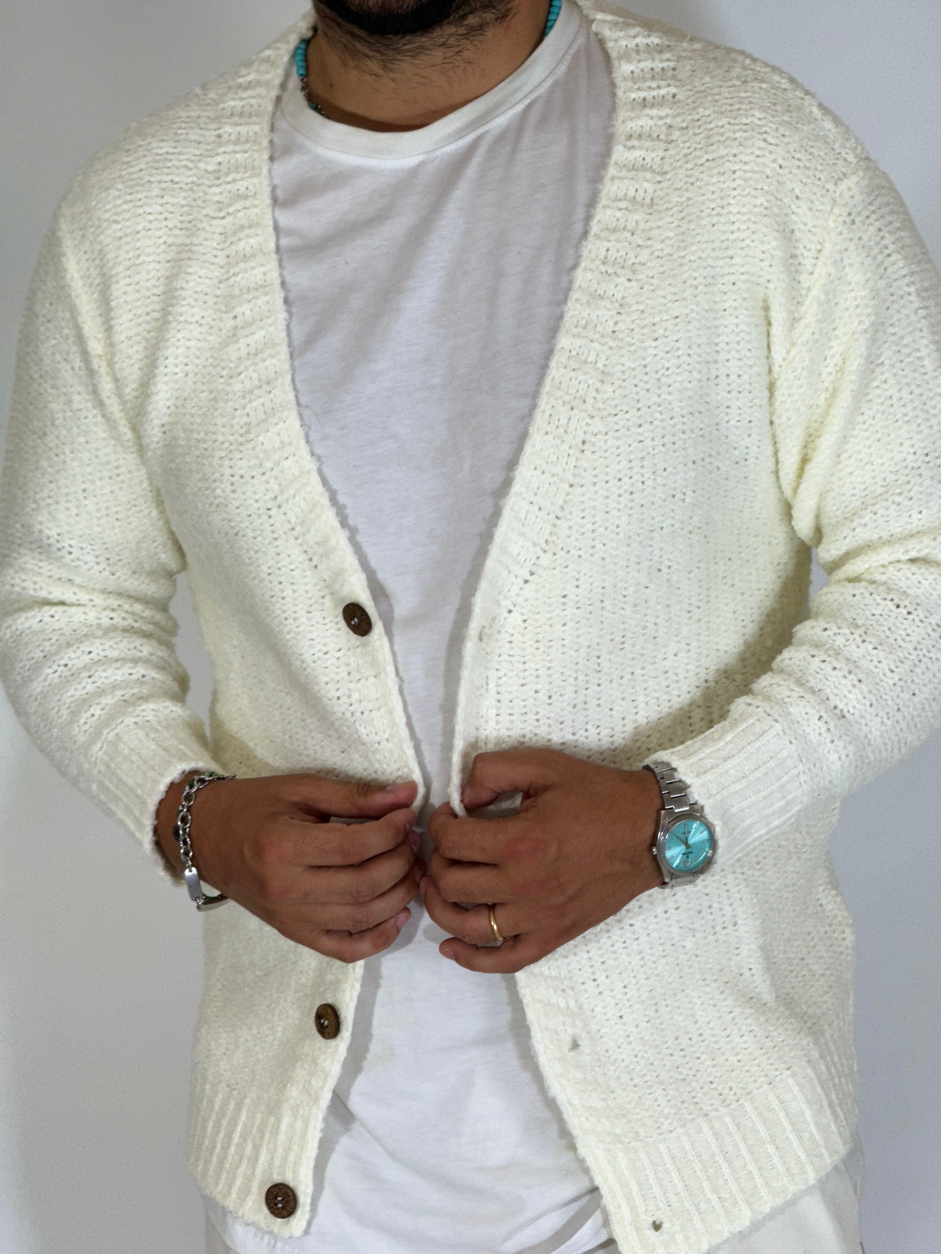 Cardigan boucler panna SER A424