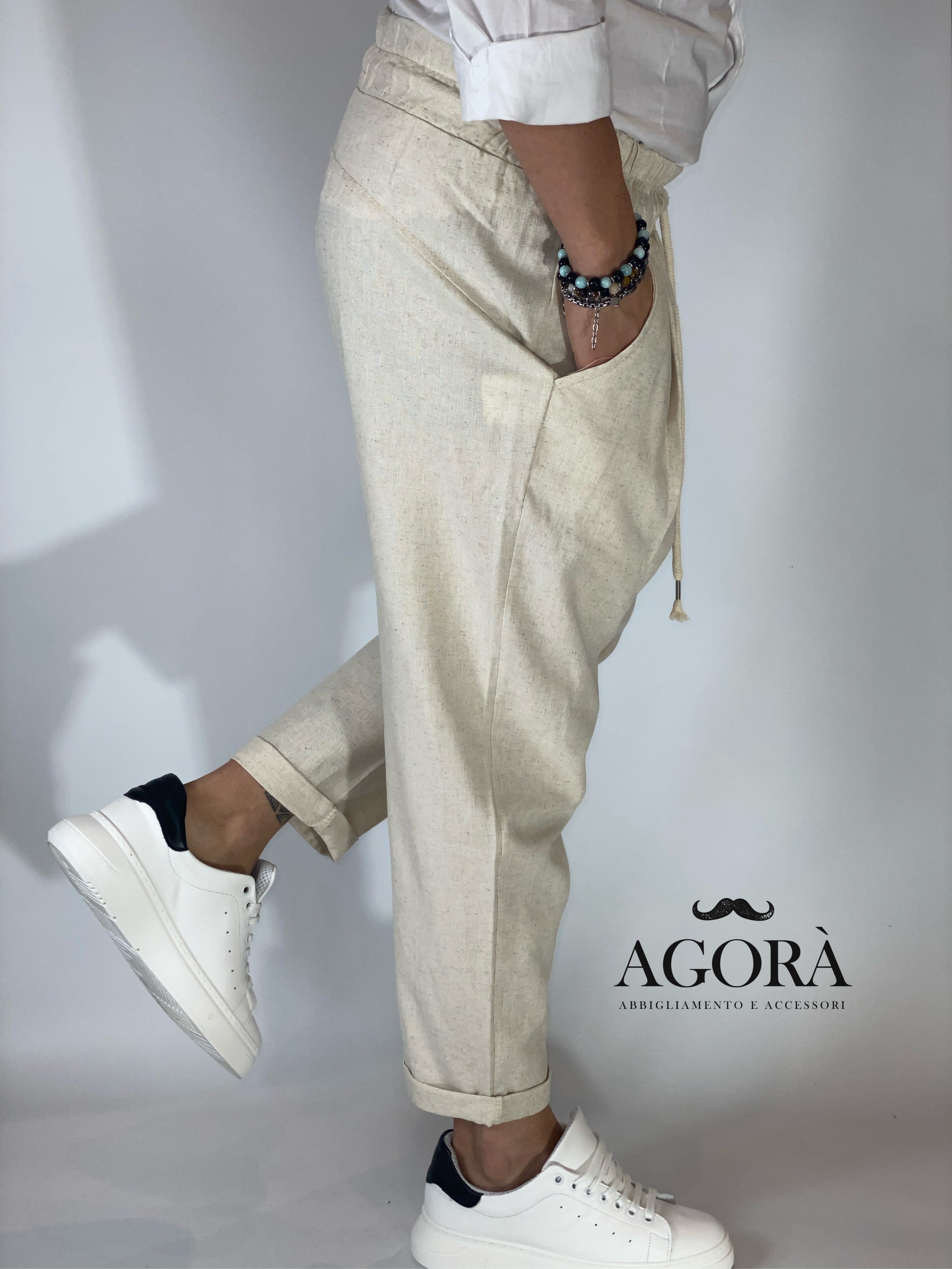 Pantalaccio in lino beige DC5000