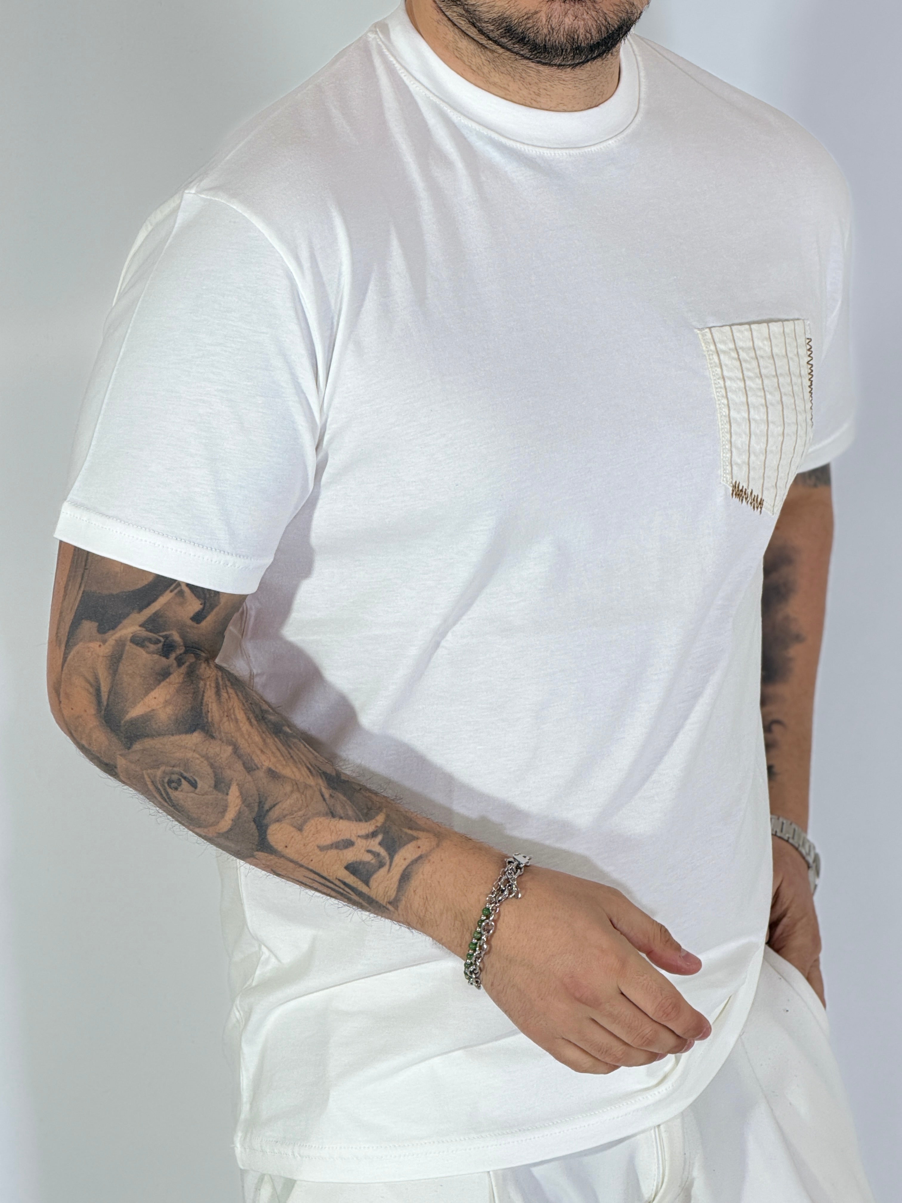 T-shirt con taschino panna BRERA