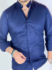 Camicia cotone coreana blu MIGLIACCIO