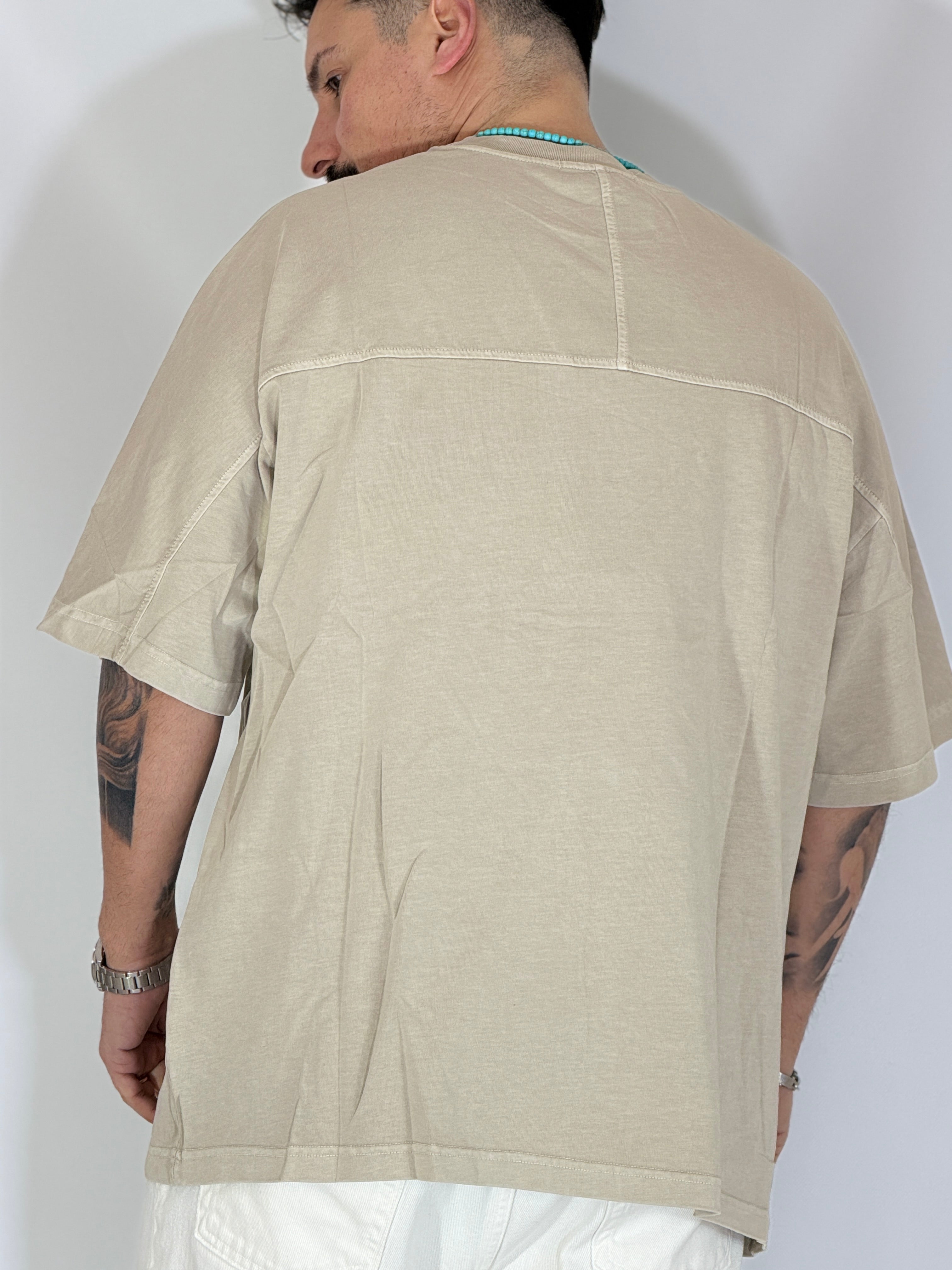 T-shirt fiammata beige 089G