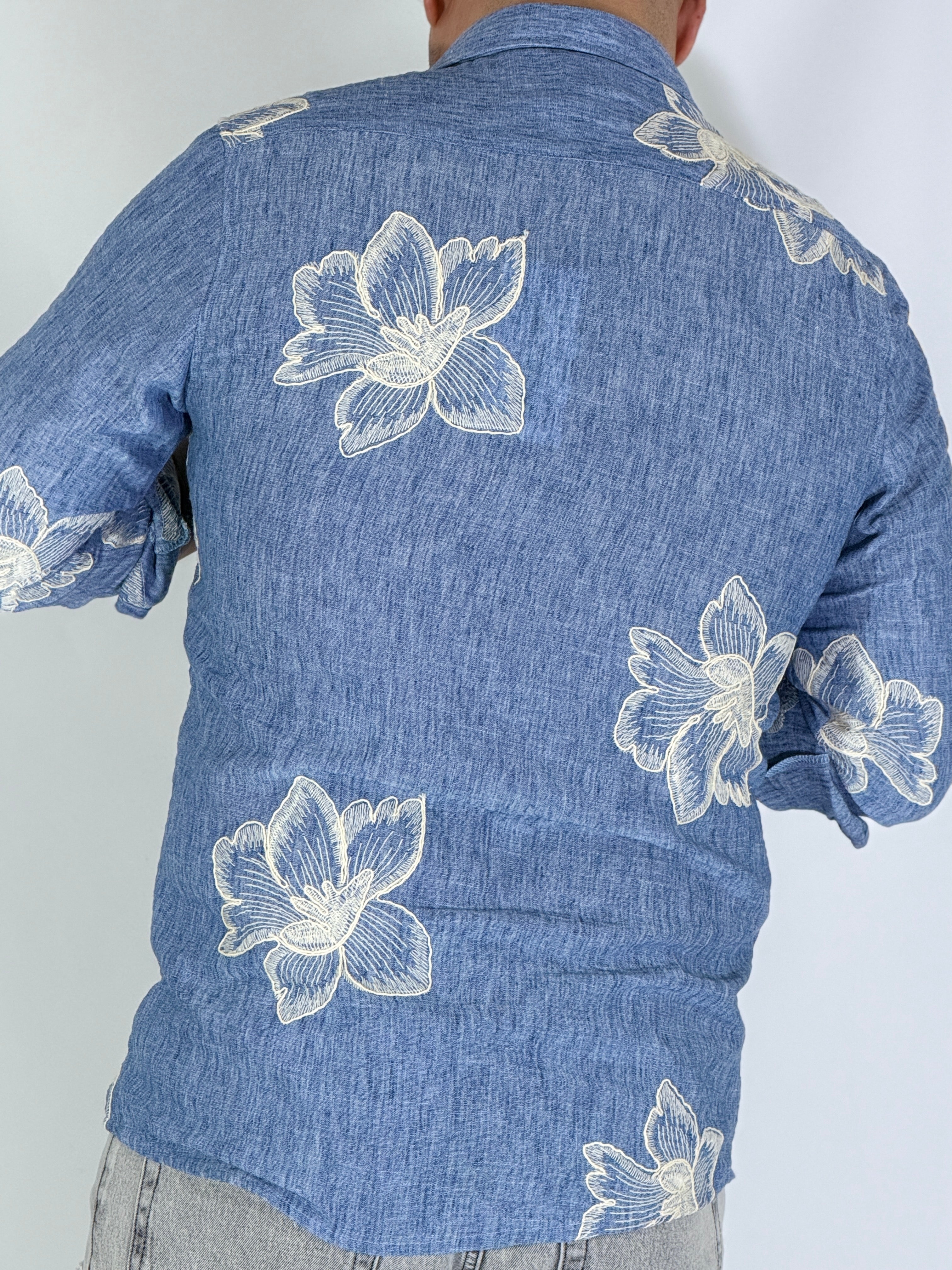 Camicia collo ricamata jeans MILOS