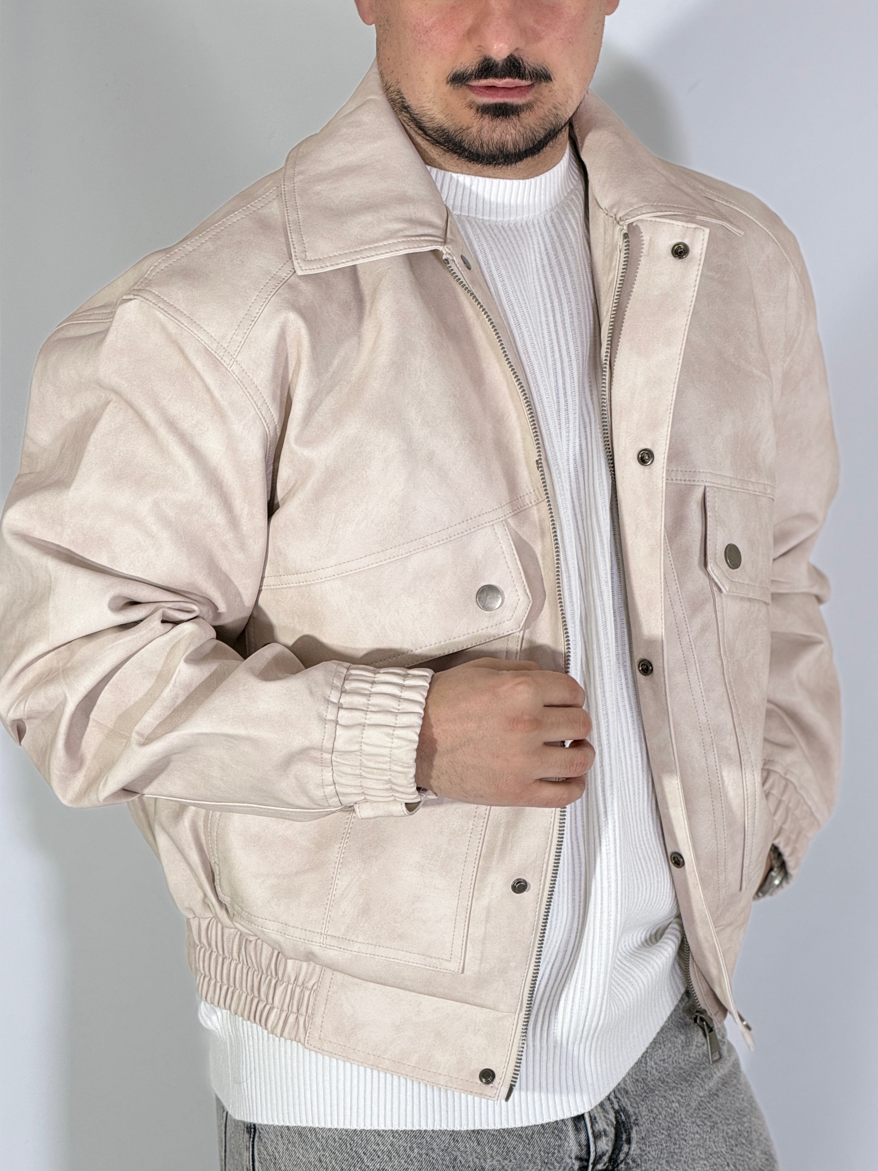 Giubbino eco-pelle panna XH8923