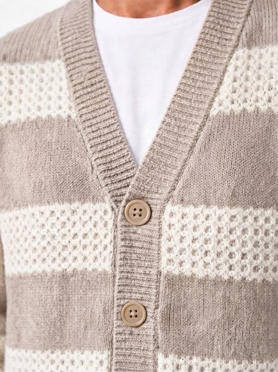 TECLA Cardigan ricamato sabbia/panna