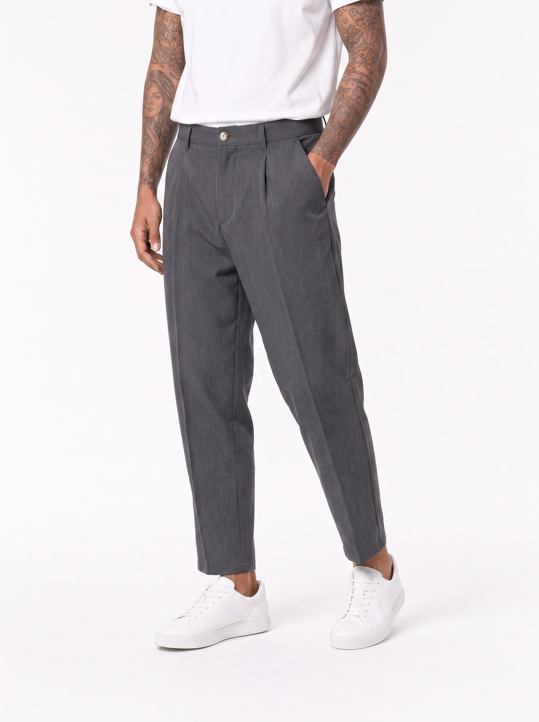 NOMAD AD45 Pantalone carrot con pince grigio scuro