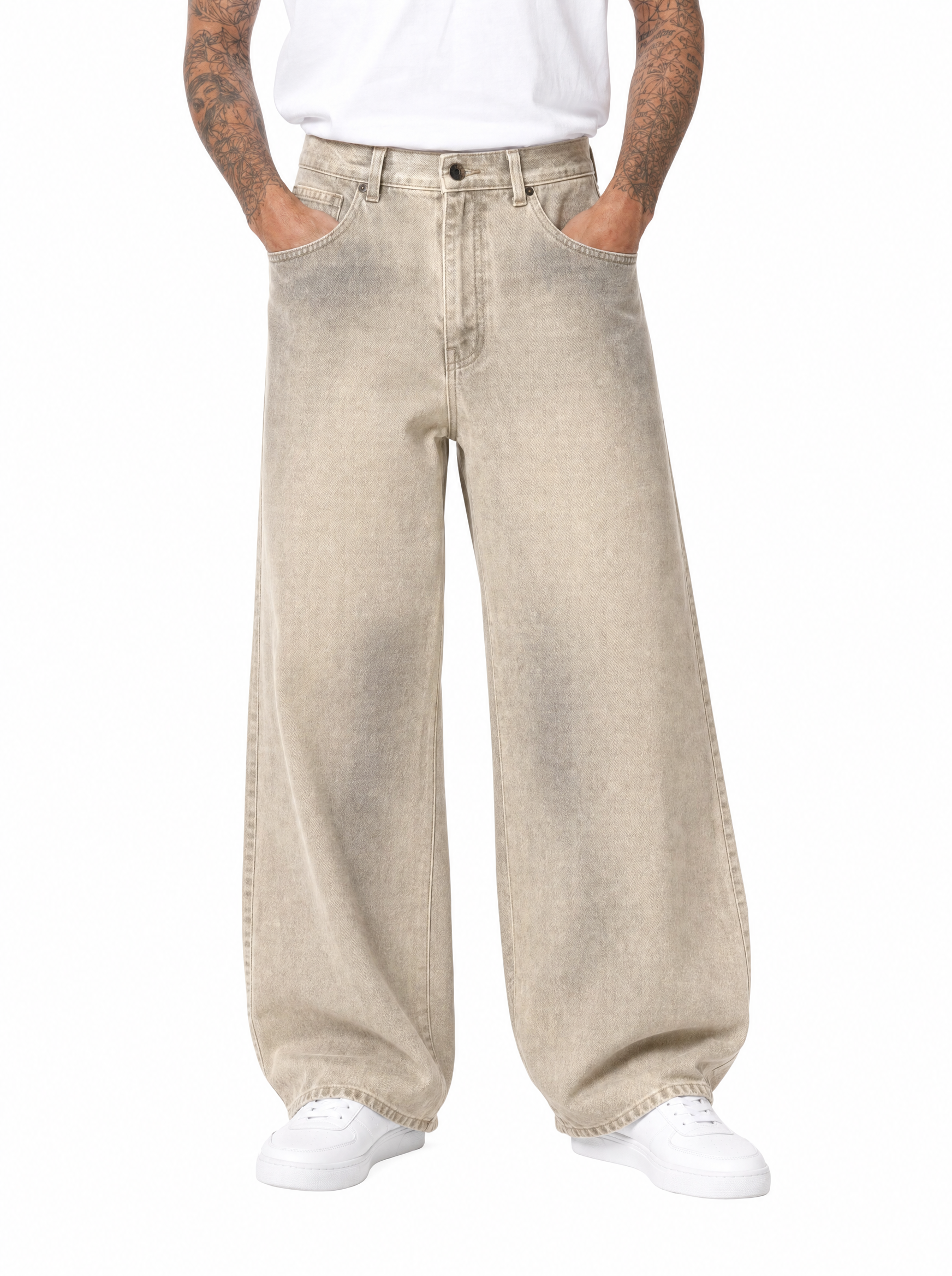 Jeans balloon fit sfumato beige YB68-06