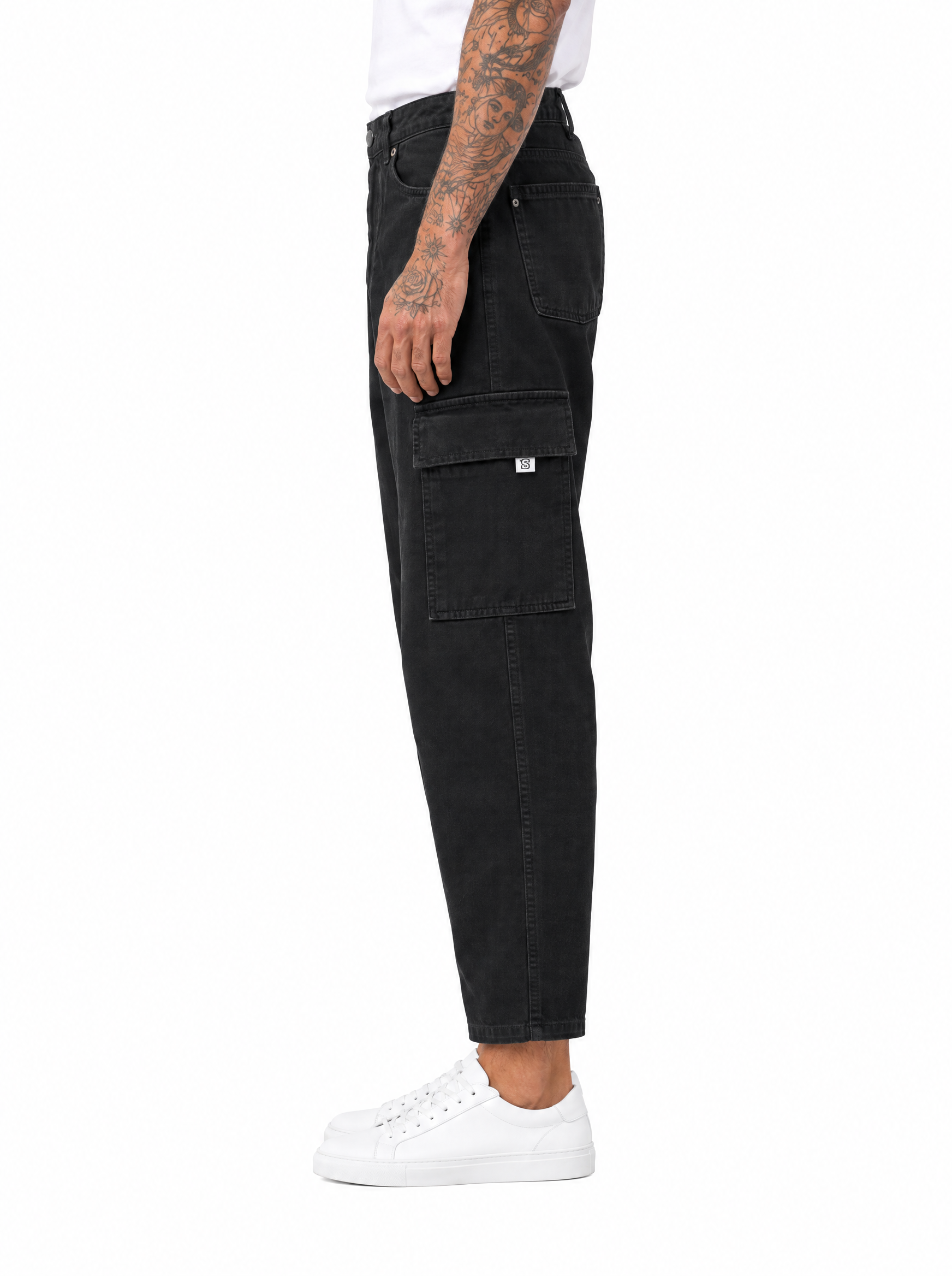 SOLARIS Pantalone cargo nero