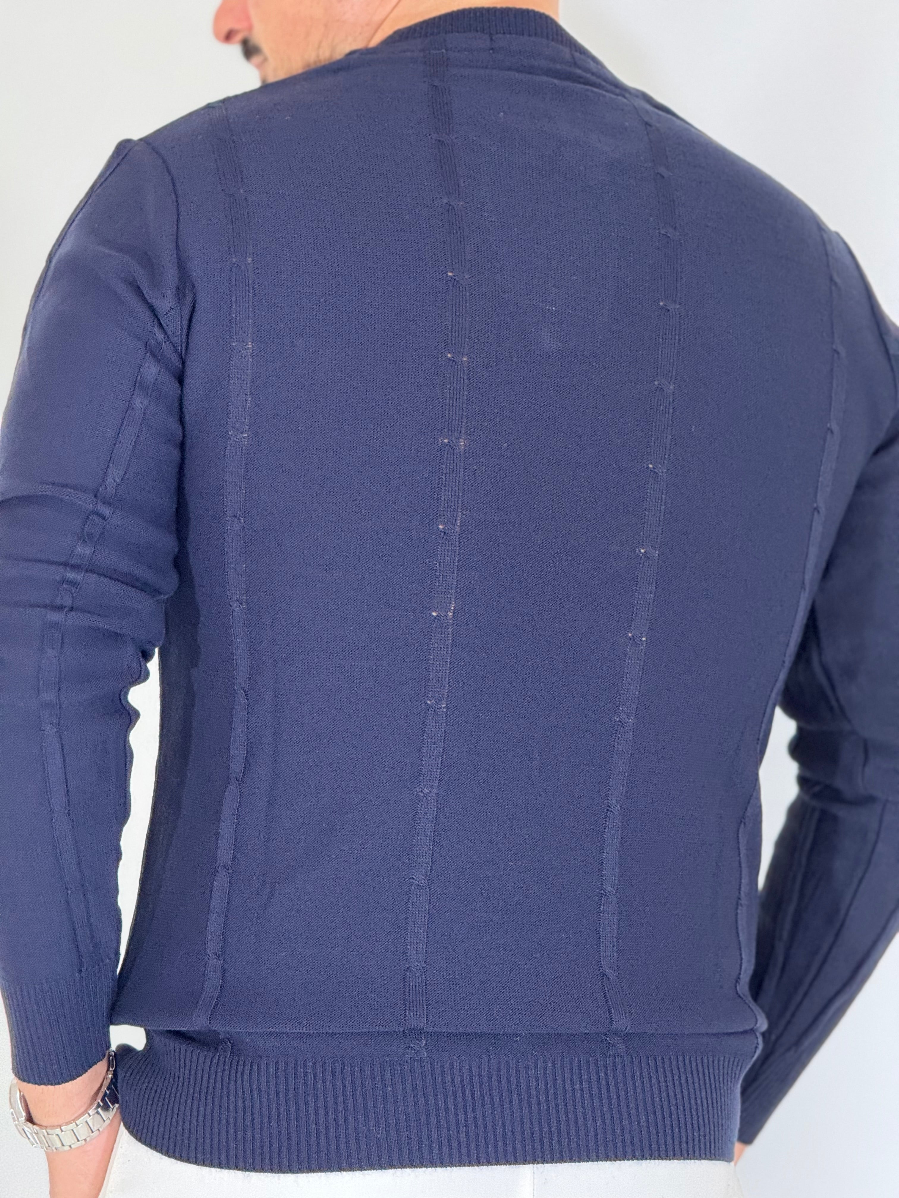 Maglia serafino 3 bottoni blu A446