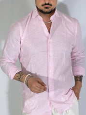 Camicia millerighe migliaccio lino rosa POSITANO