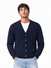 MACE Cardigan sciallato blu scuro