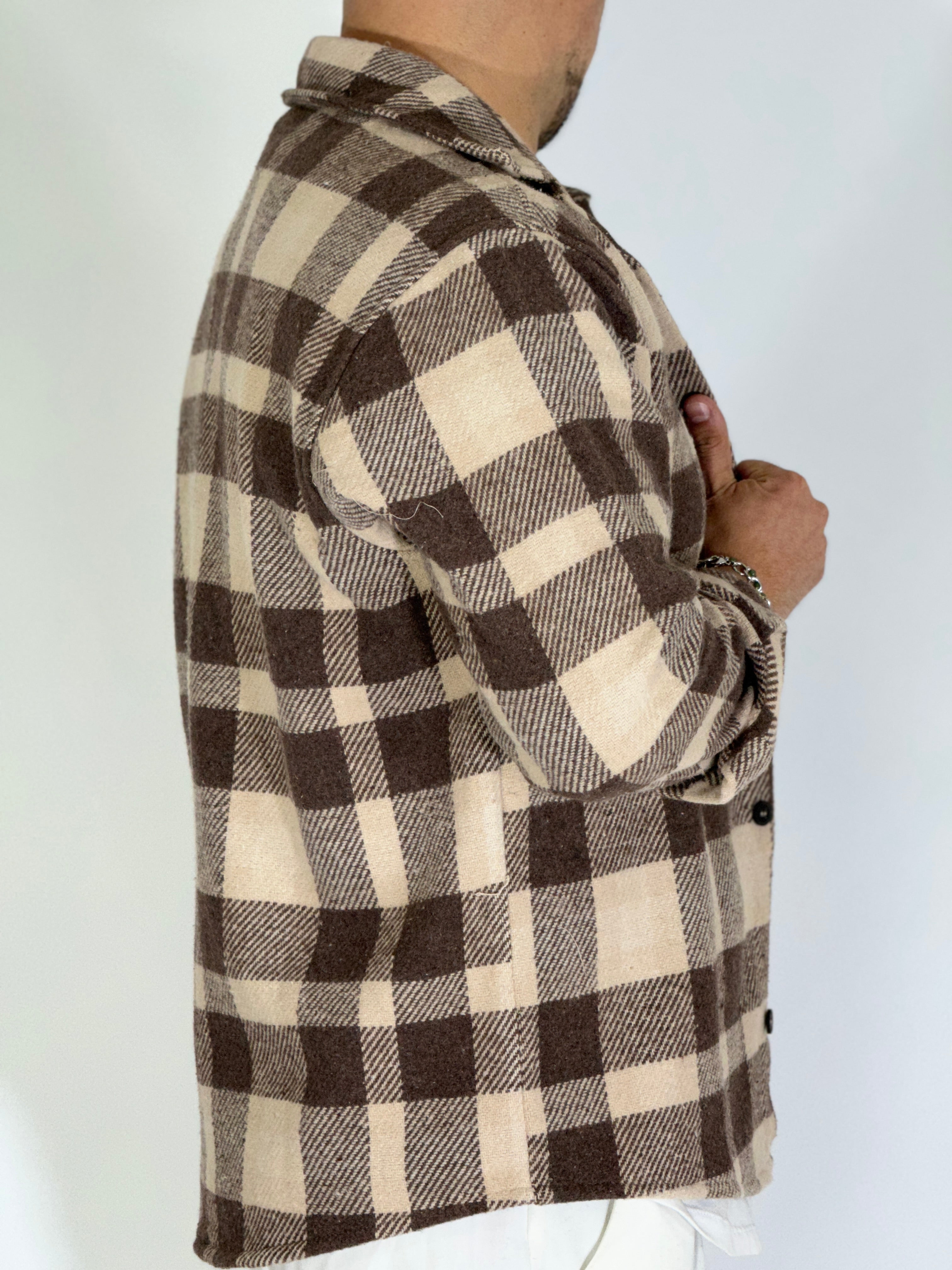 Giacca quadri flanella marrone UM749