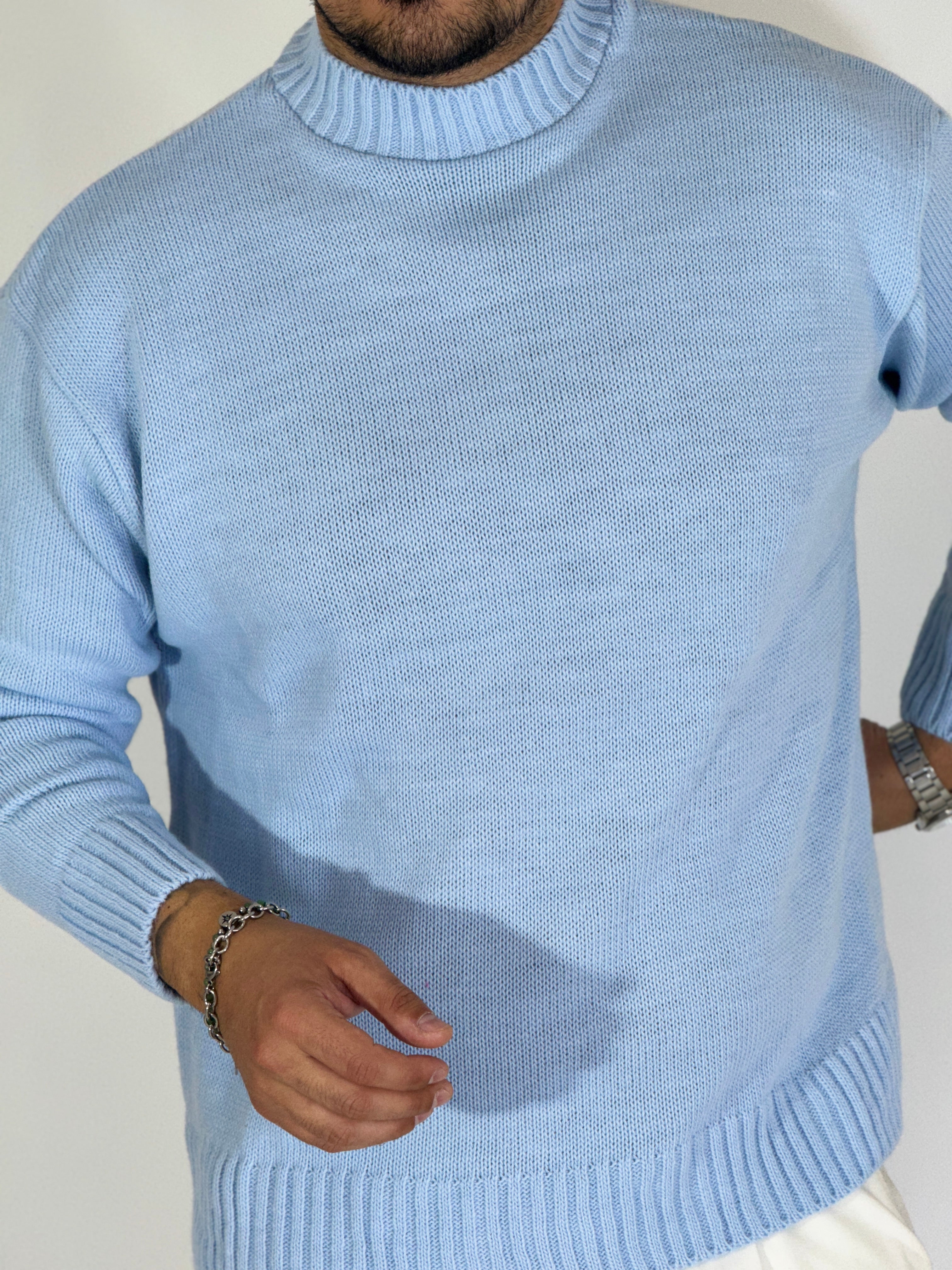 Maglione rasato blu chiaro AD1654