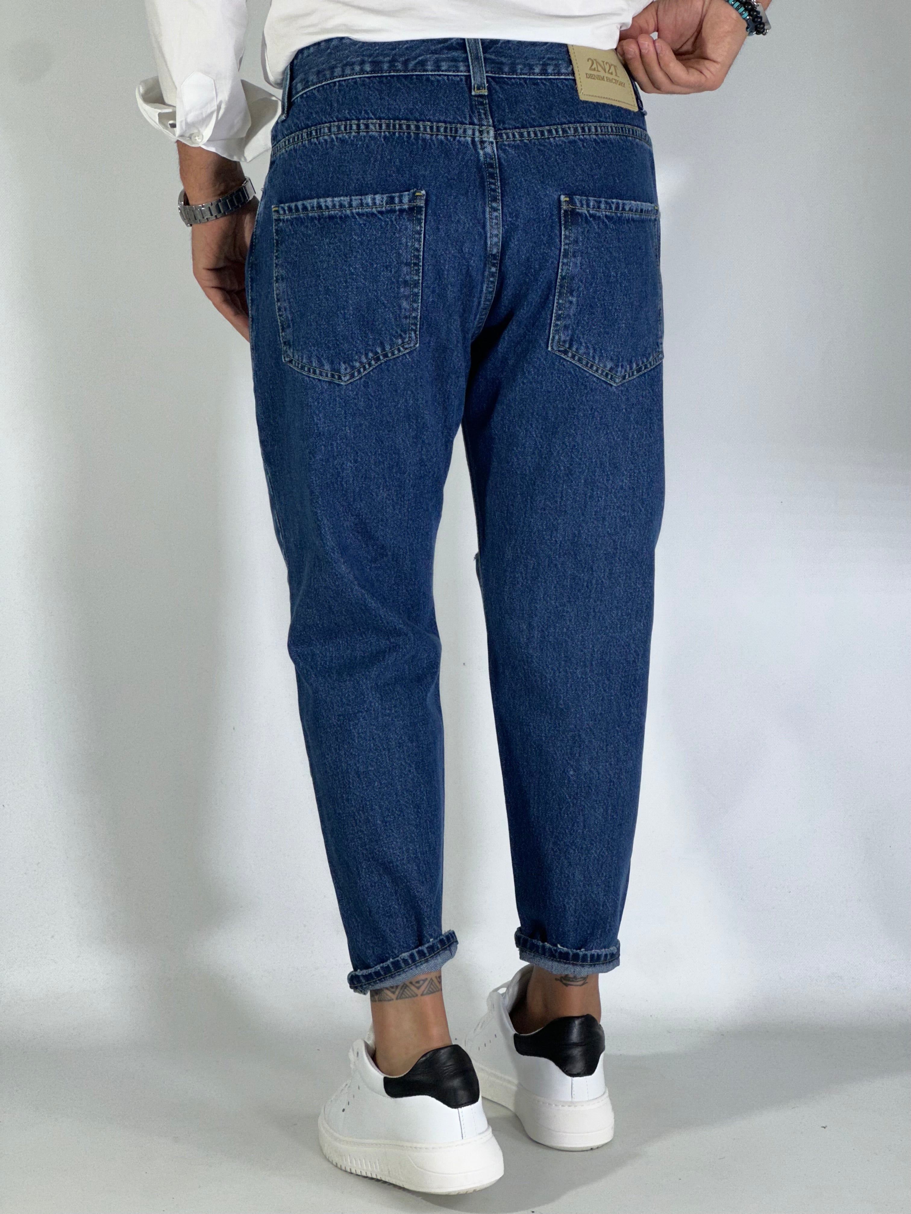 Jeans carrot rotture scuro 2N2T