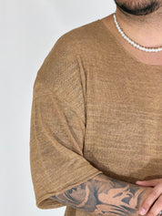 T-shirt scollata cammello SHIBUYA
