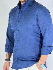 Camicia migliaccio Samuel lino BLU DENIM