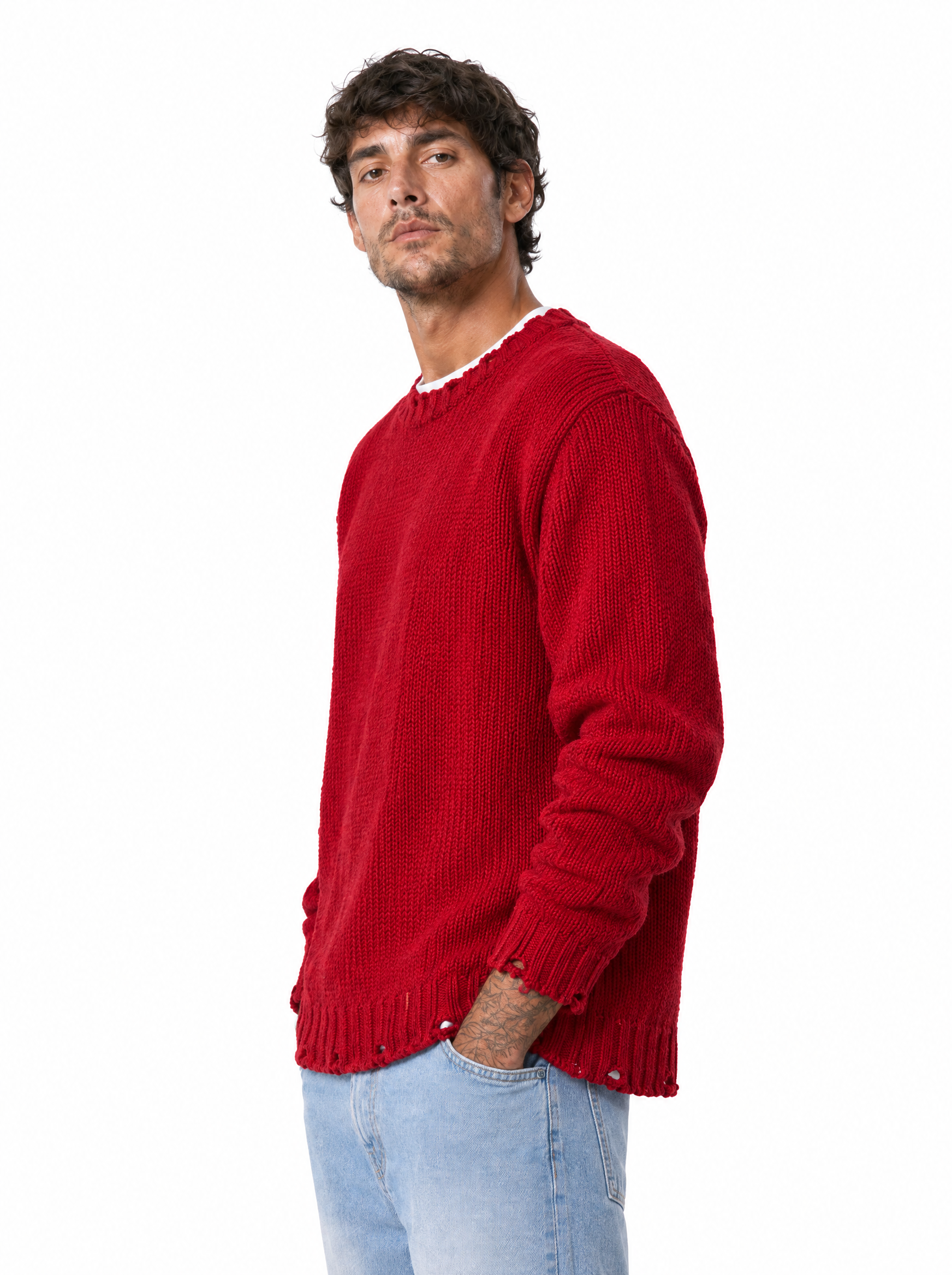 PIGNASECCA Girocollo con rotture rosso
