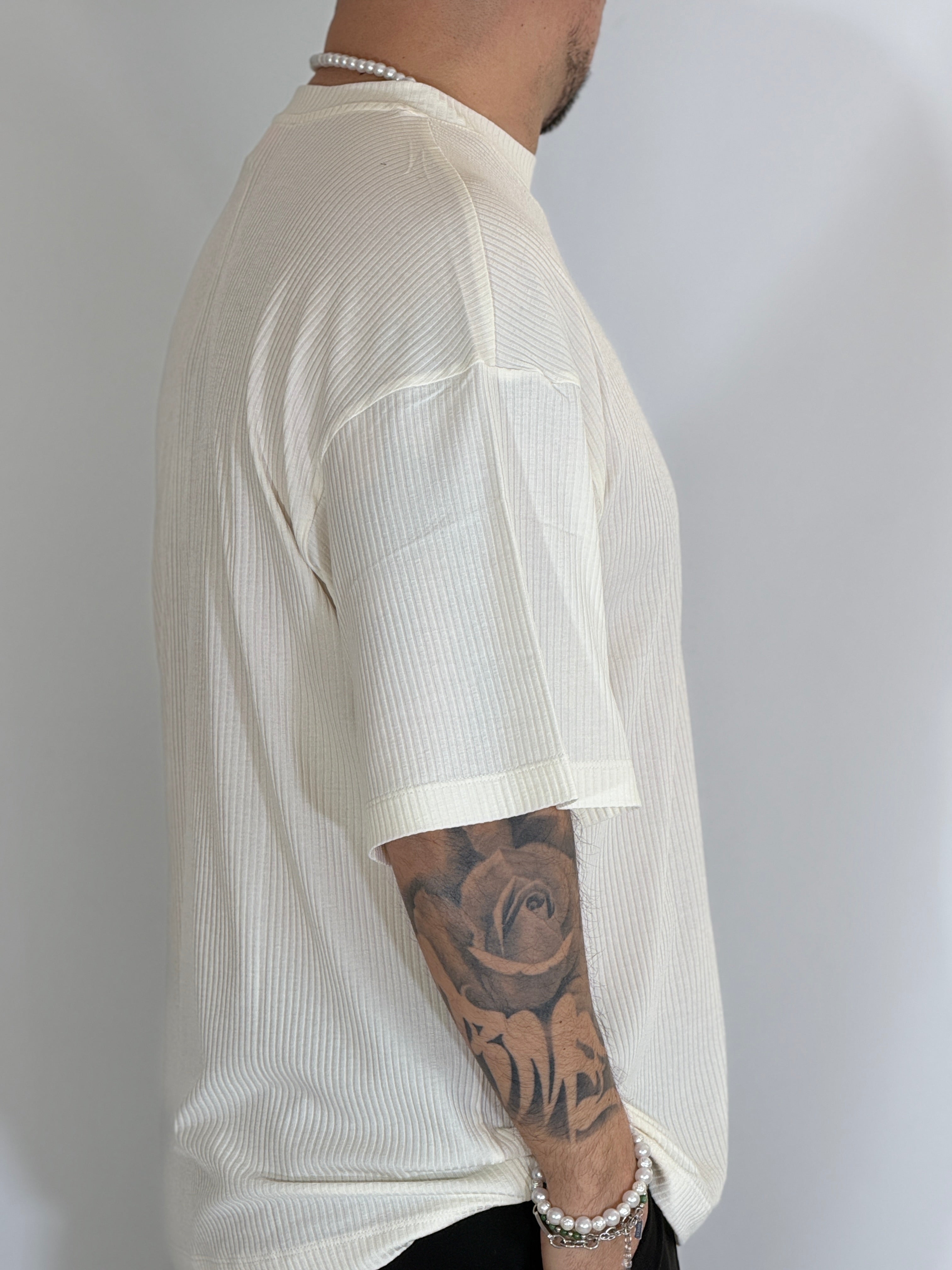 T-shirt a coste panna HERMANO