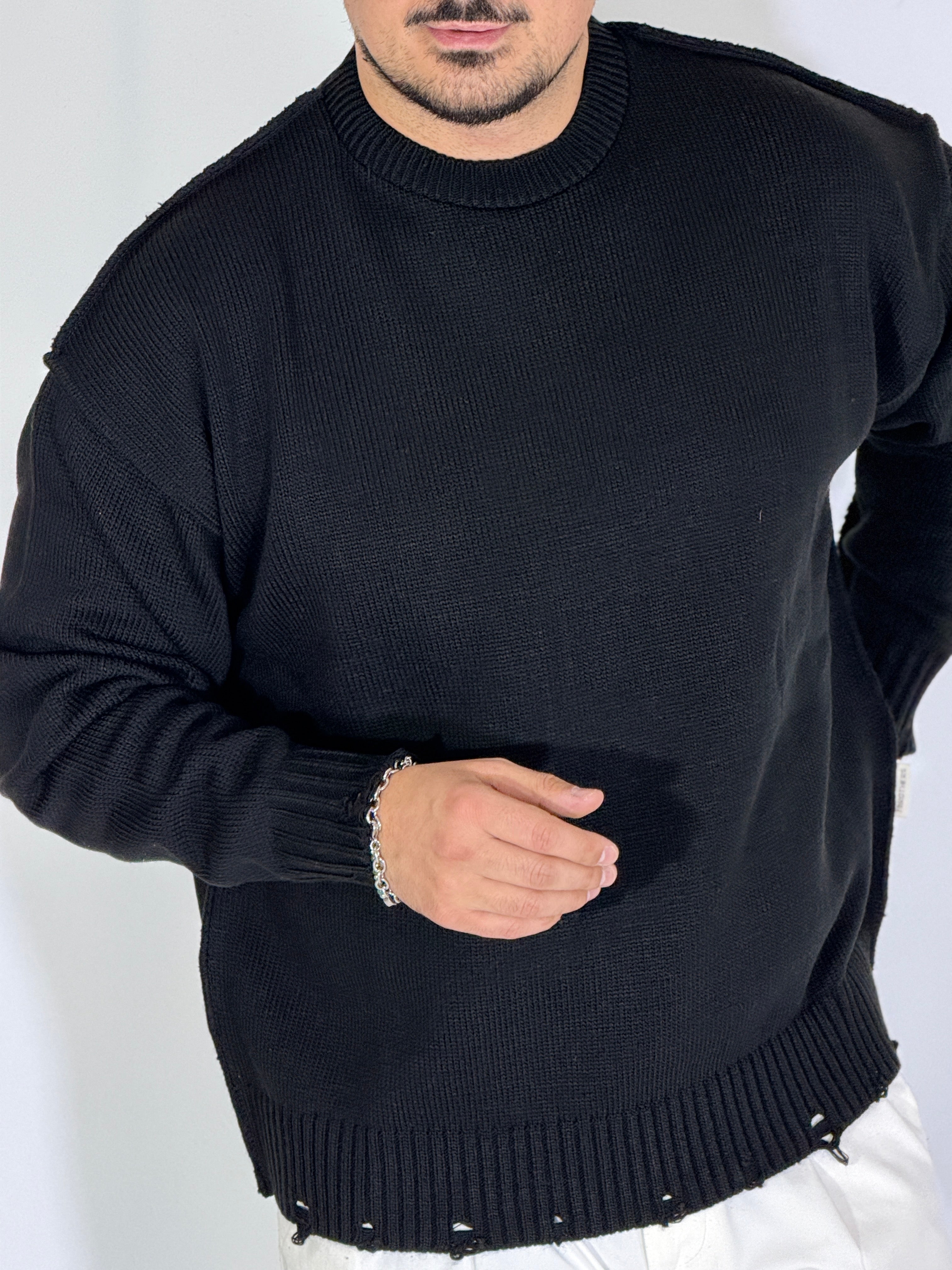 Maglia cucitura inversa nera TBS17