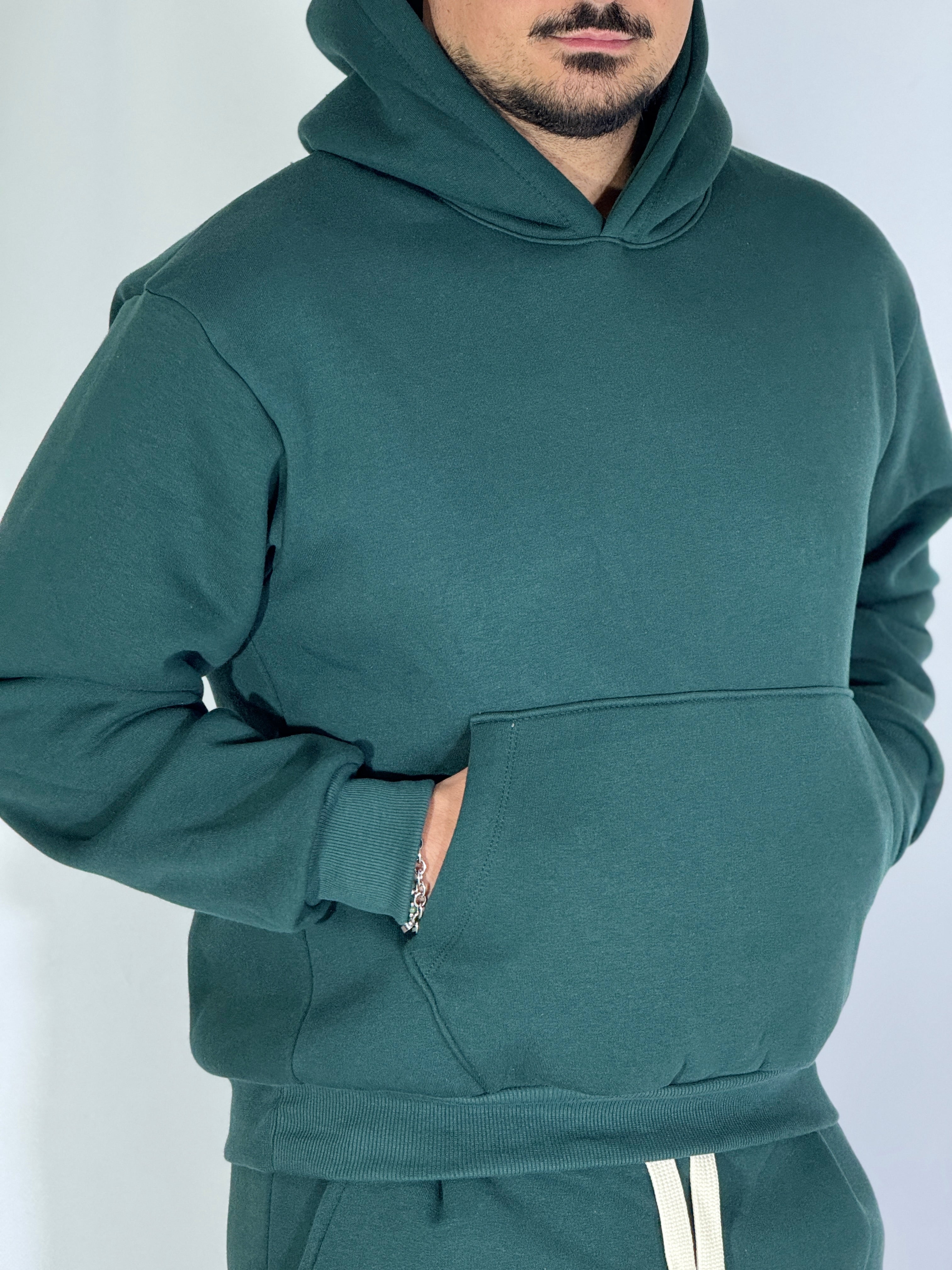 Completo tuta palazzo felpato verde  AD120