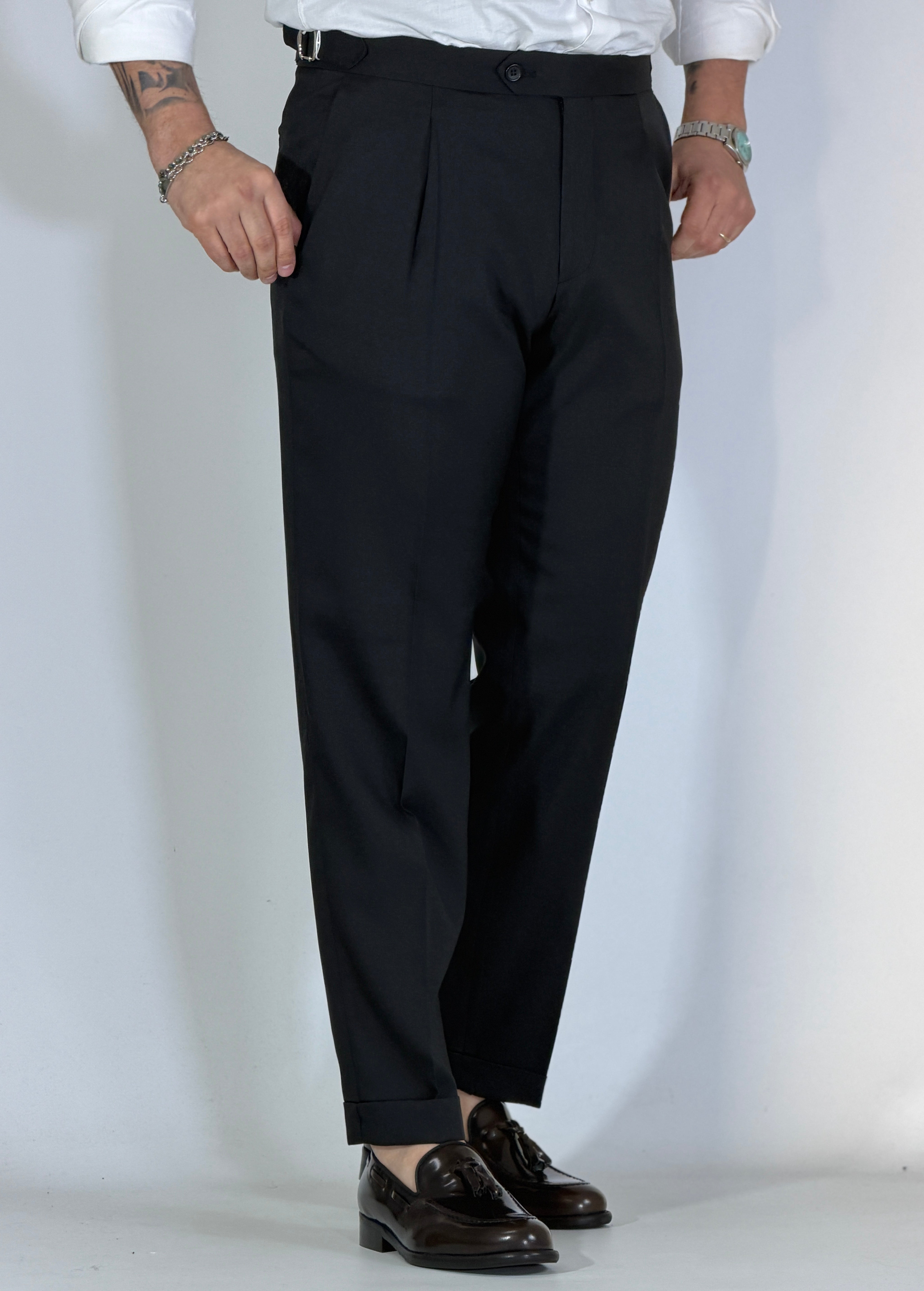 Pantalone con fibbie Migliaccio nero Spencer