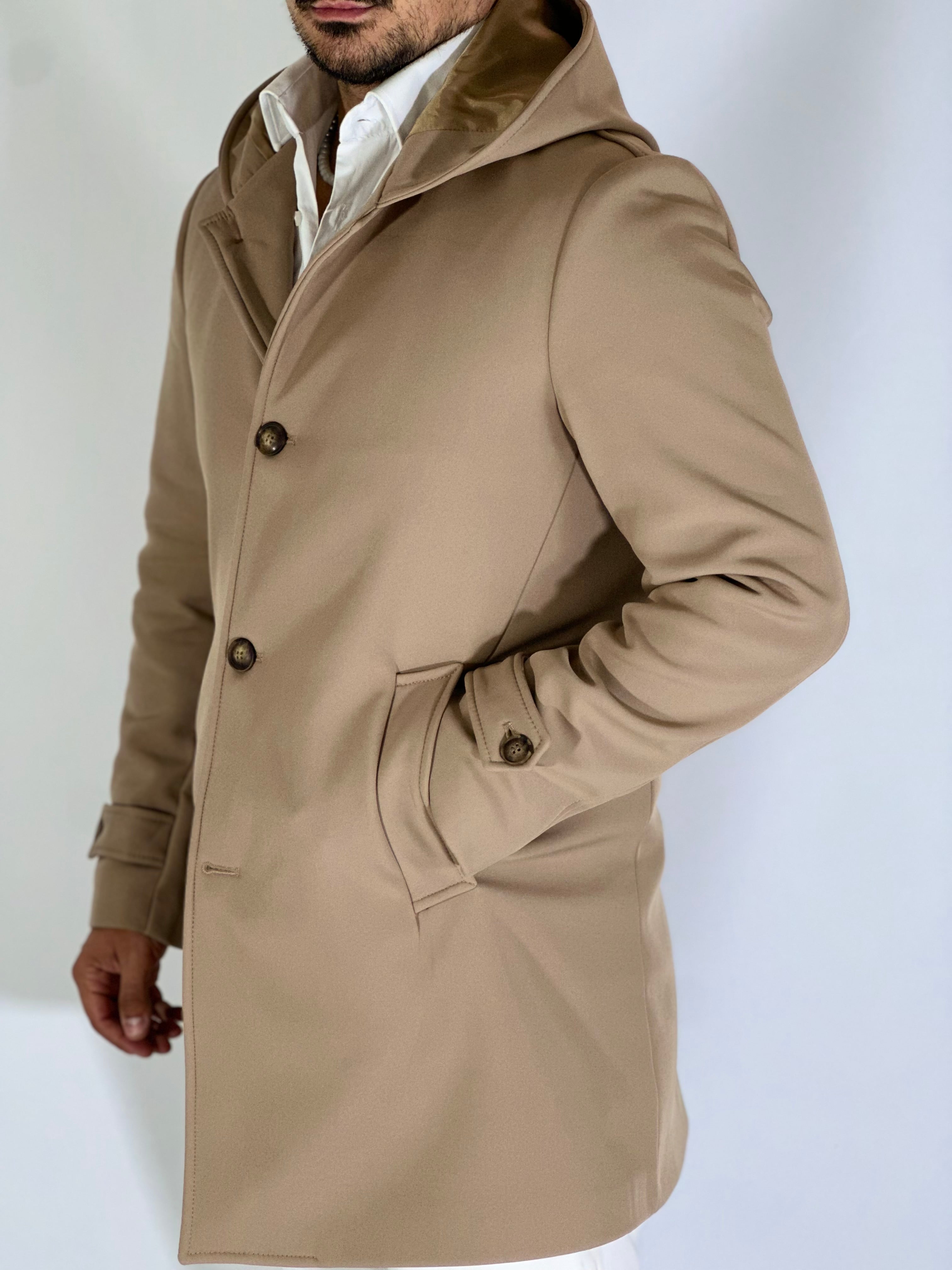 Trench con cappuccio beige DRAGON/520