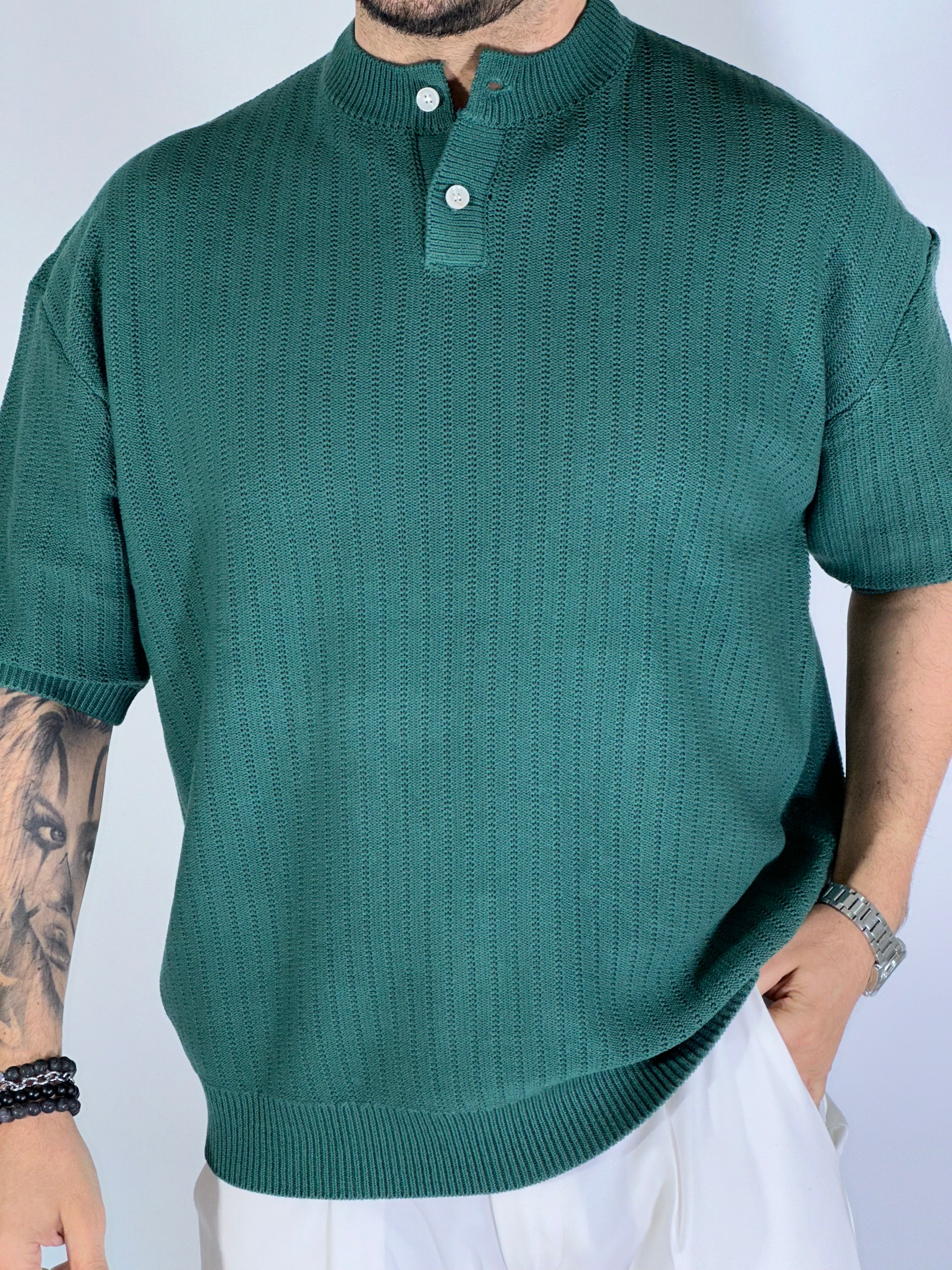 T-shirt serafino verde W86002