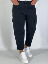 Pantalone loose fit cargo nero HARLEM