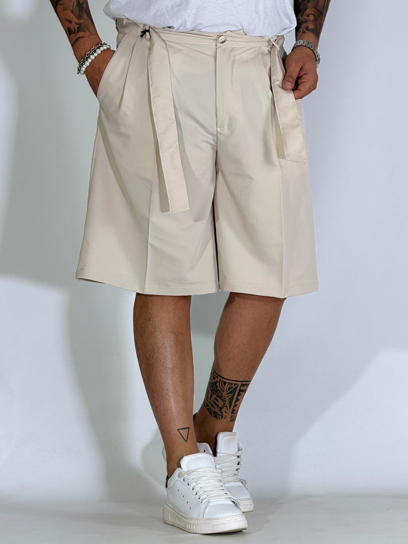 Bermudone con cintura beige GI202506
