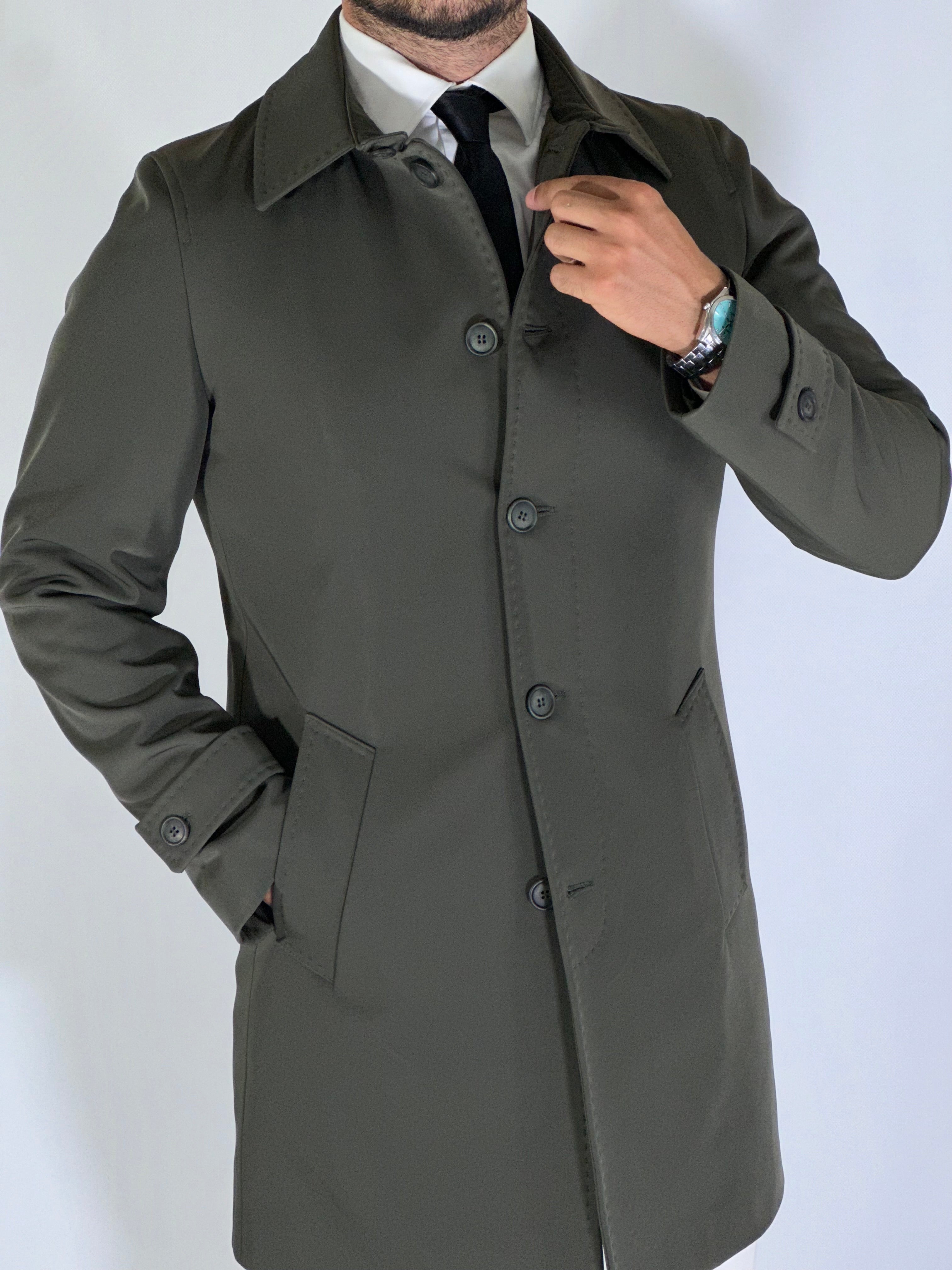 Trench elegant imbottito verde RABARBARO MARCO NILS