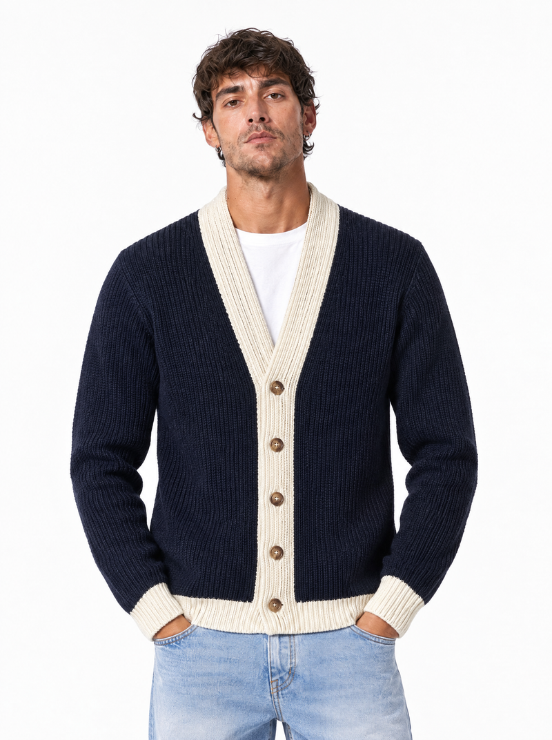 ANDY Cardigan bicolor blu