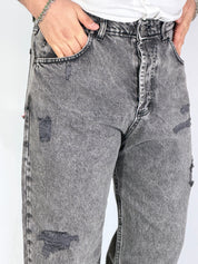 Jeans japan marmorizzato nero con rotture