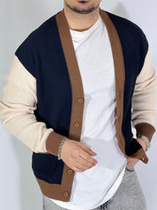 Dale · Cardigan tricolor blu scuro