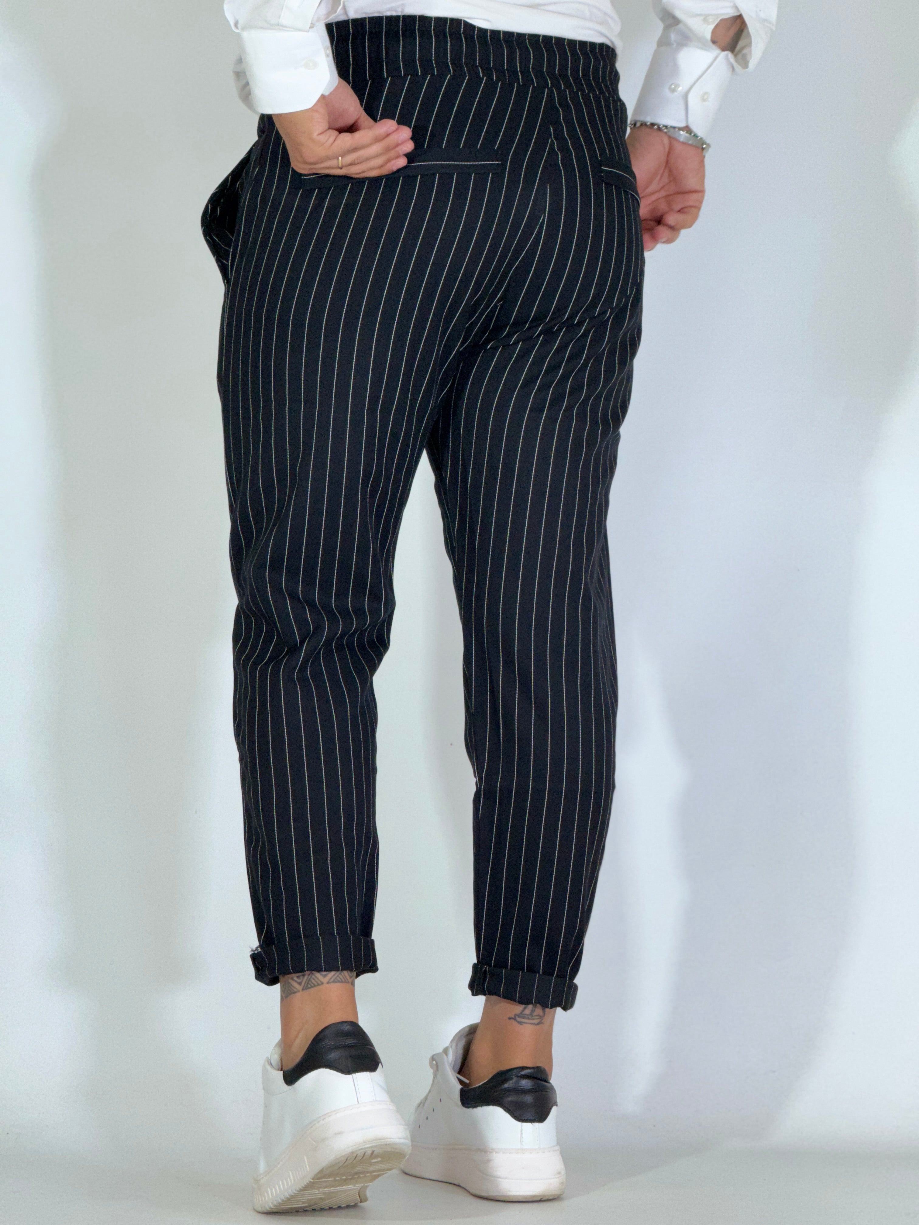 Pantalaccio gessato nero L500