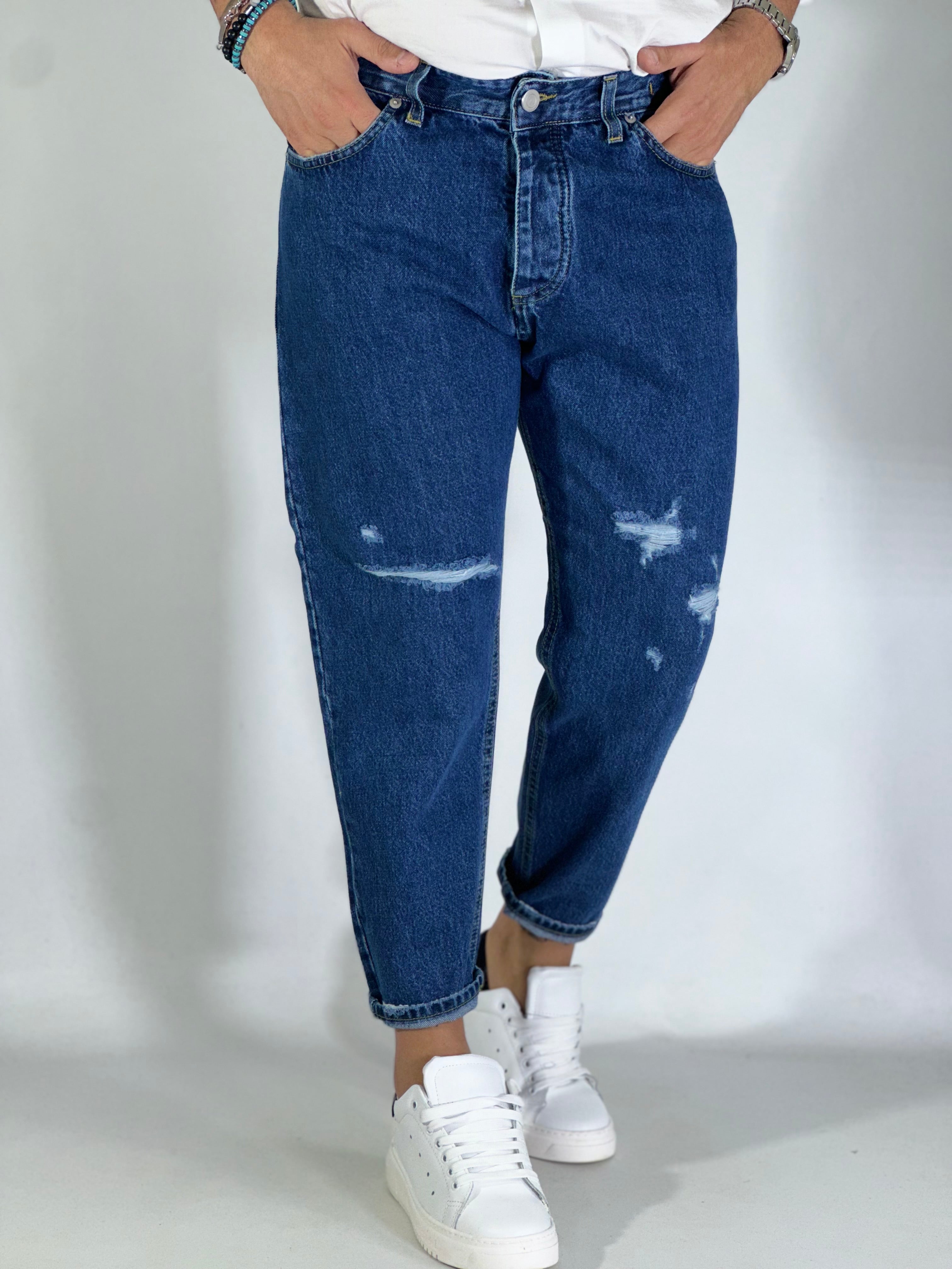 Jeans carrot rotture scuro 2N2T