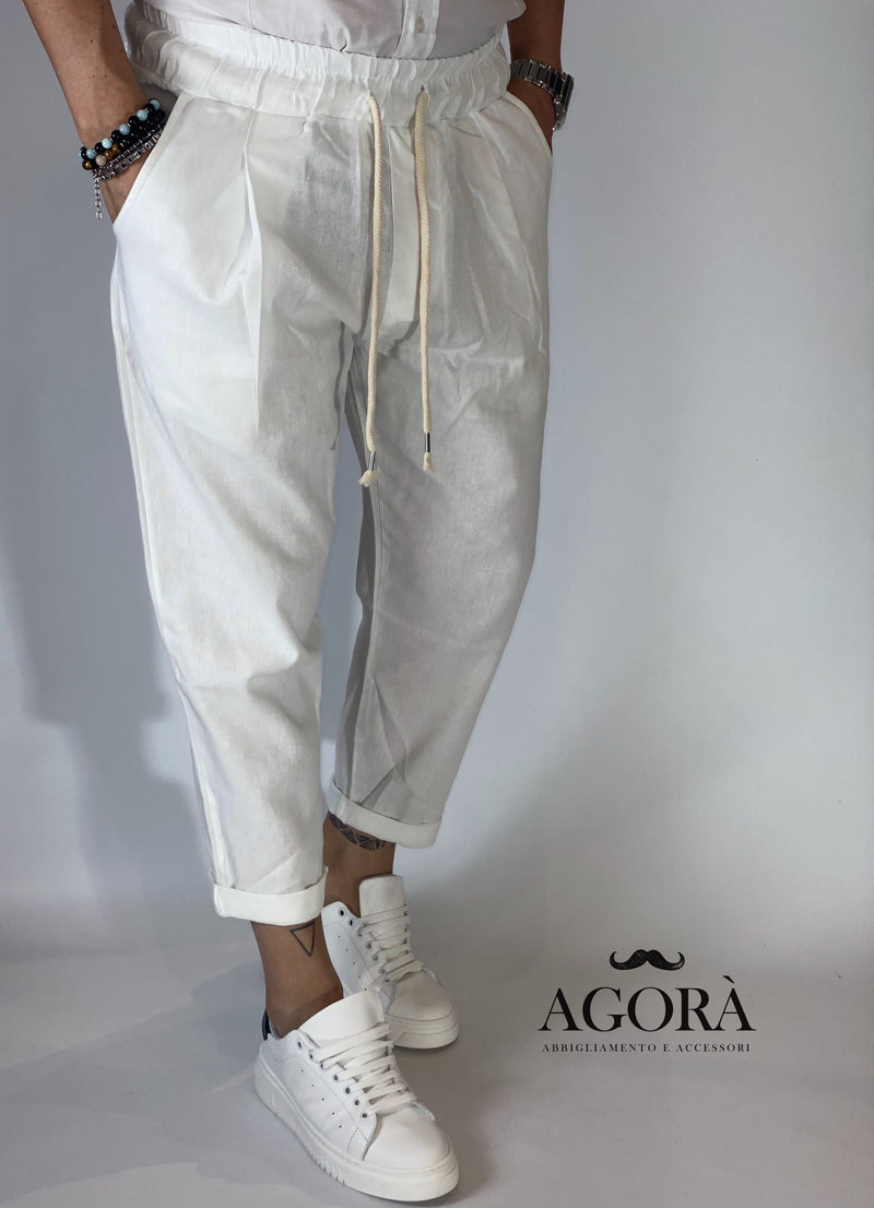 Pantalaccio in lino panna DC5000