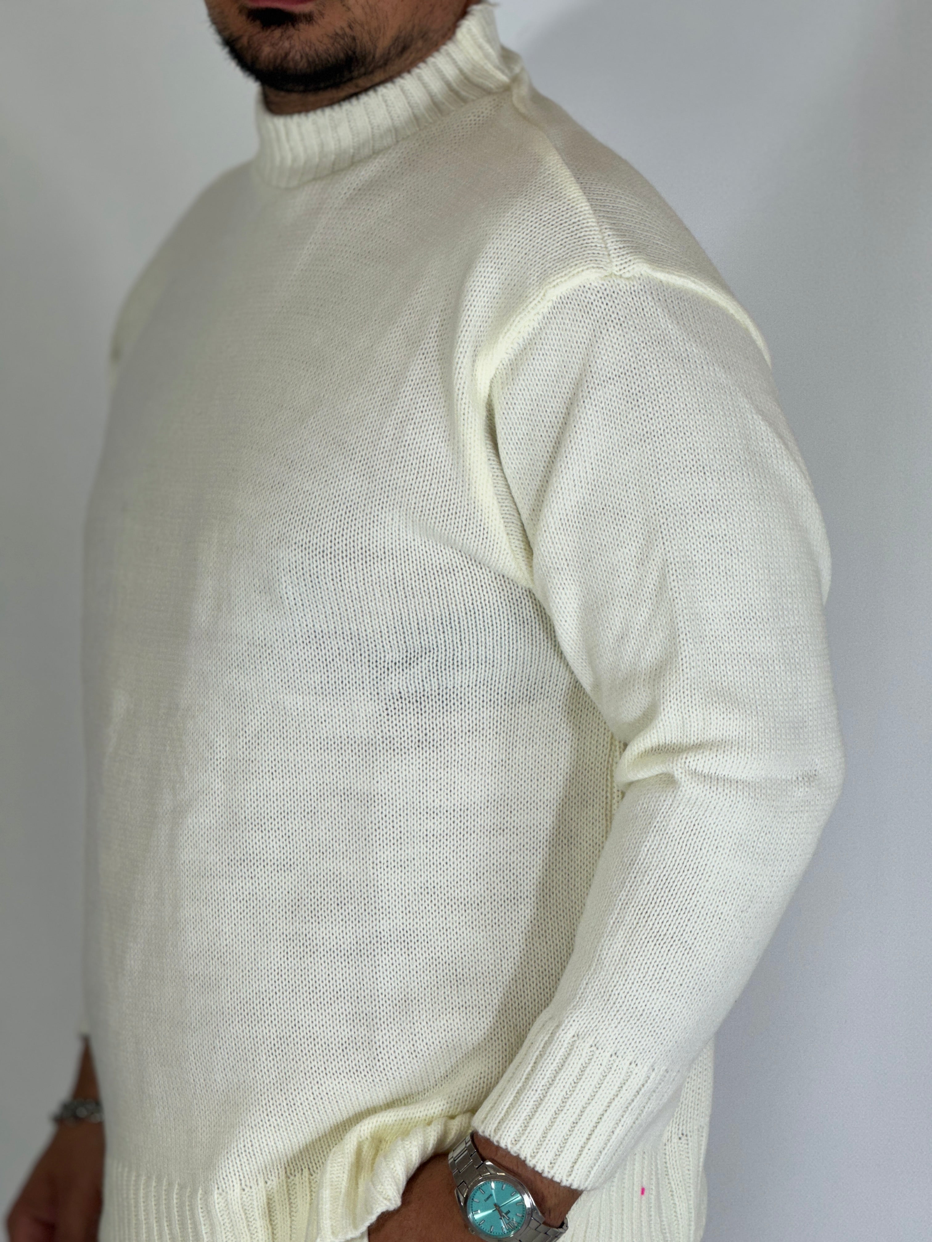Alpha · Maglione rasato bianco