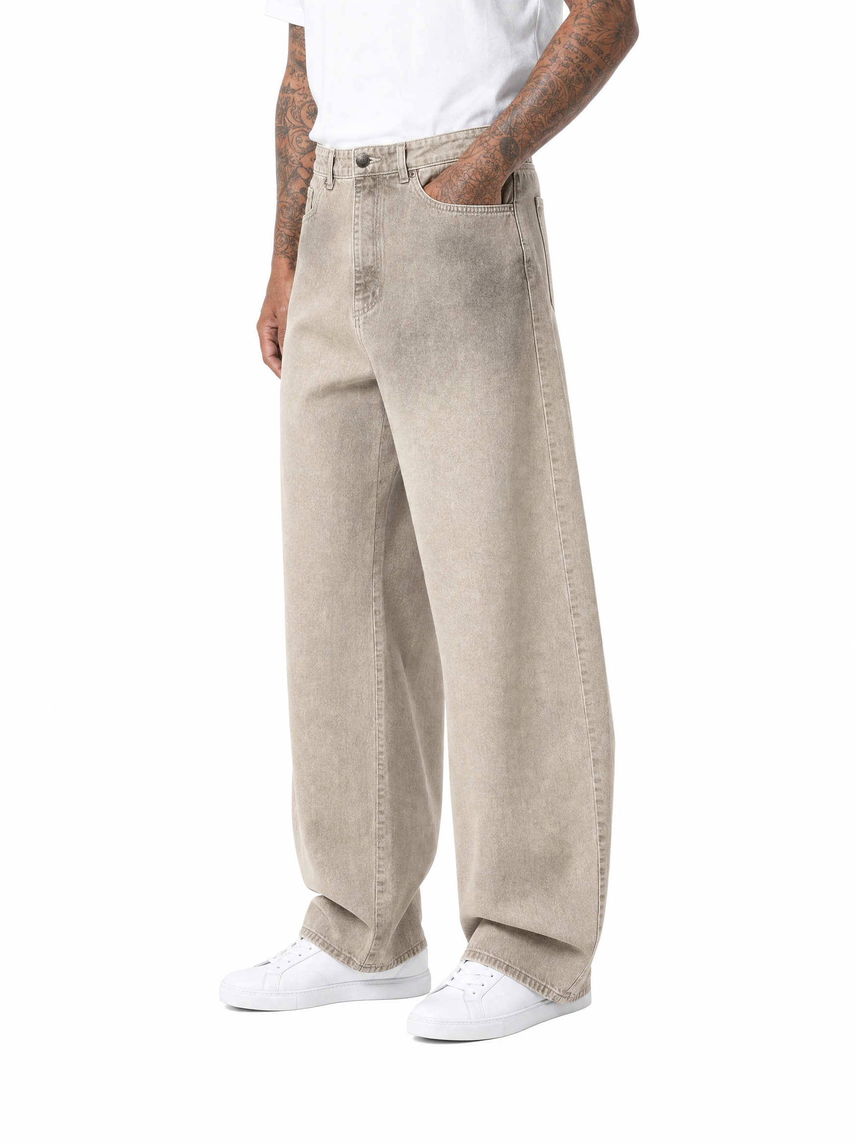 Jeans balloon fit sfumato beige YB68-06