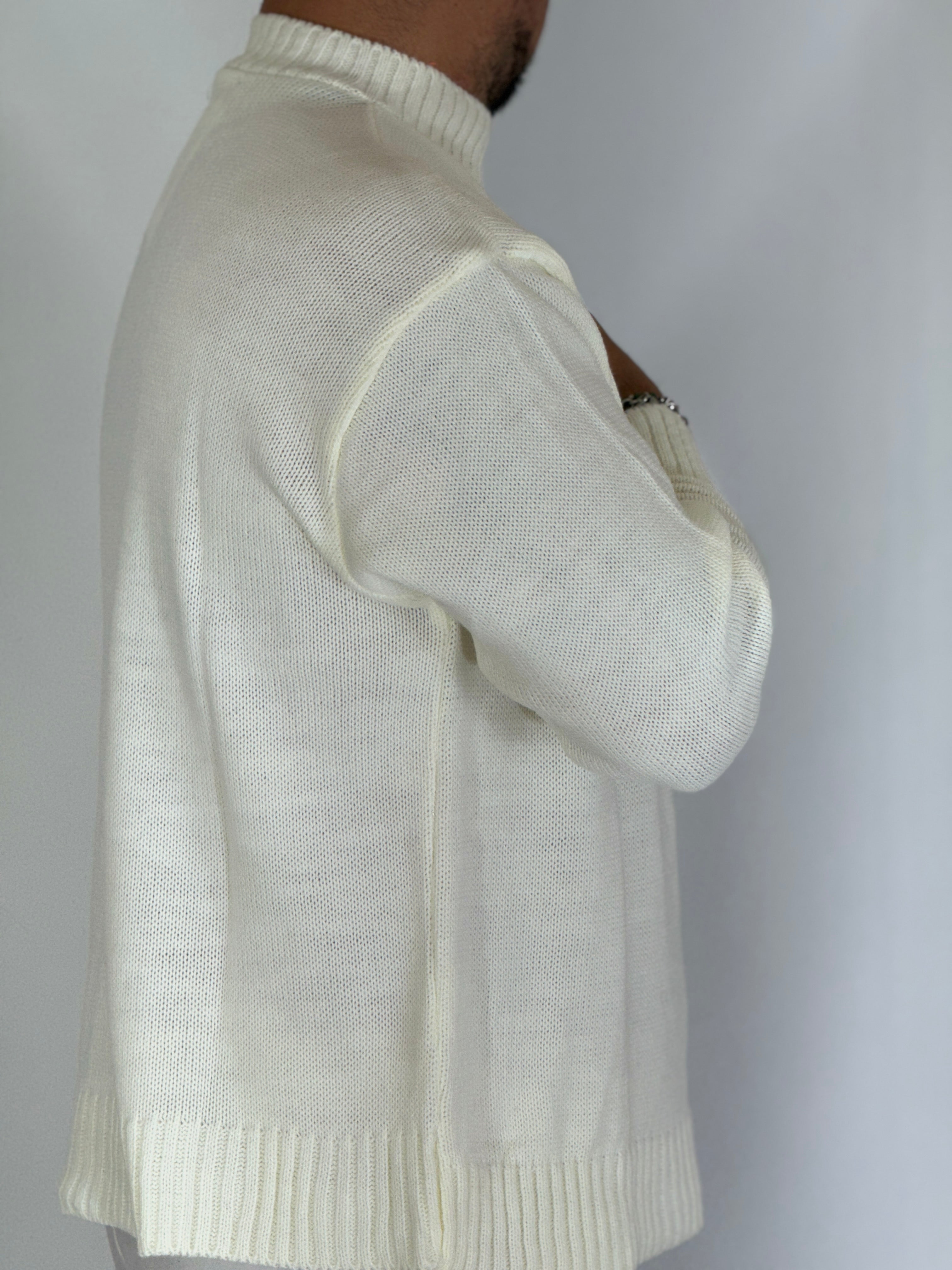 Alpha · Maglione rasato bianco