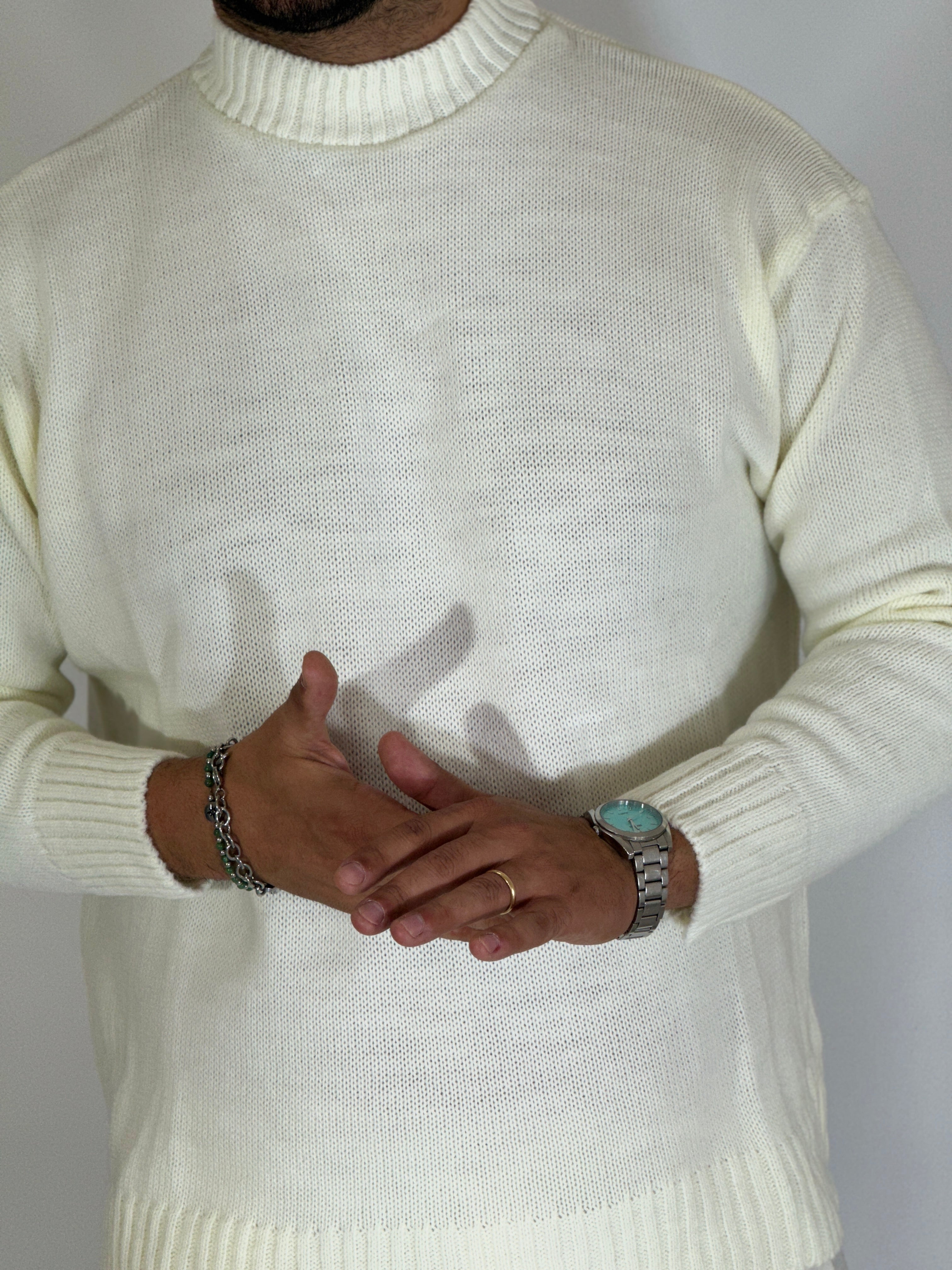 Alpha · Maglione rasato bianco