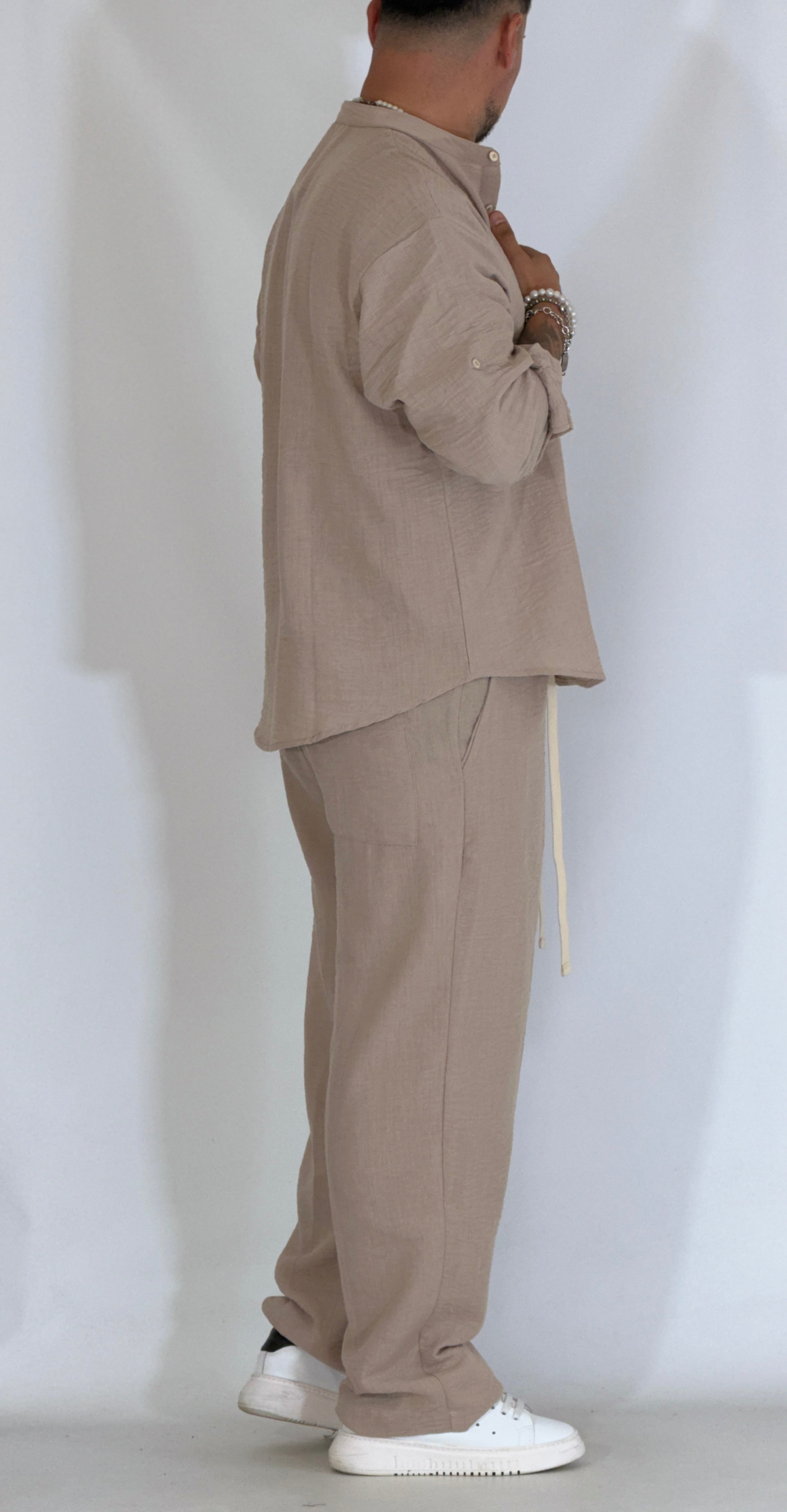 Breeze • Coordinato palazzo drappeggiato beige