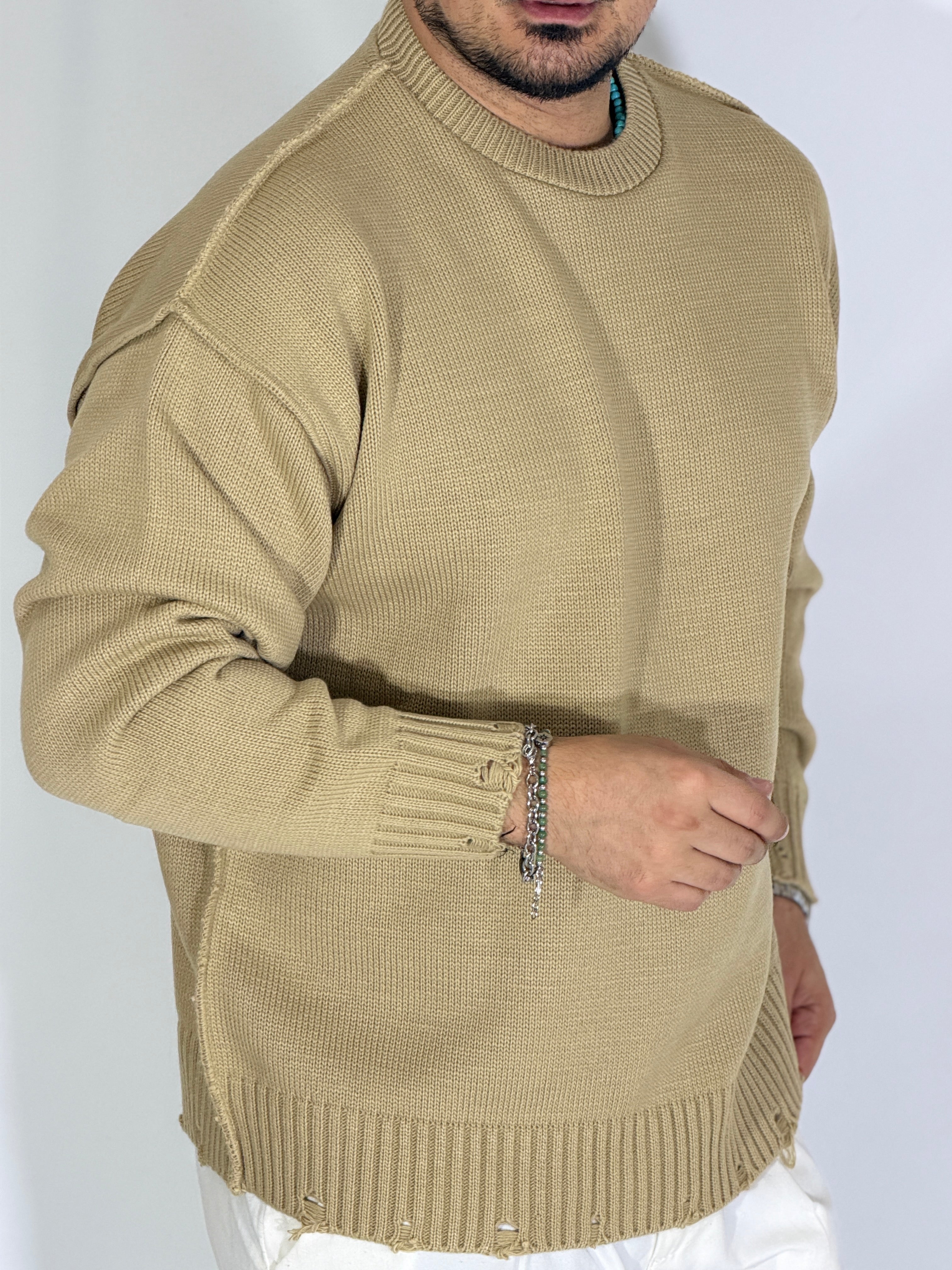 Maglia cucitura inversa beige TBS17