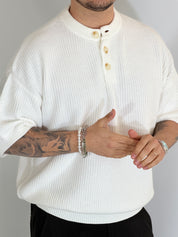 T-shirt serafino a costine bianca VIP972A