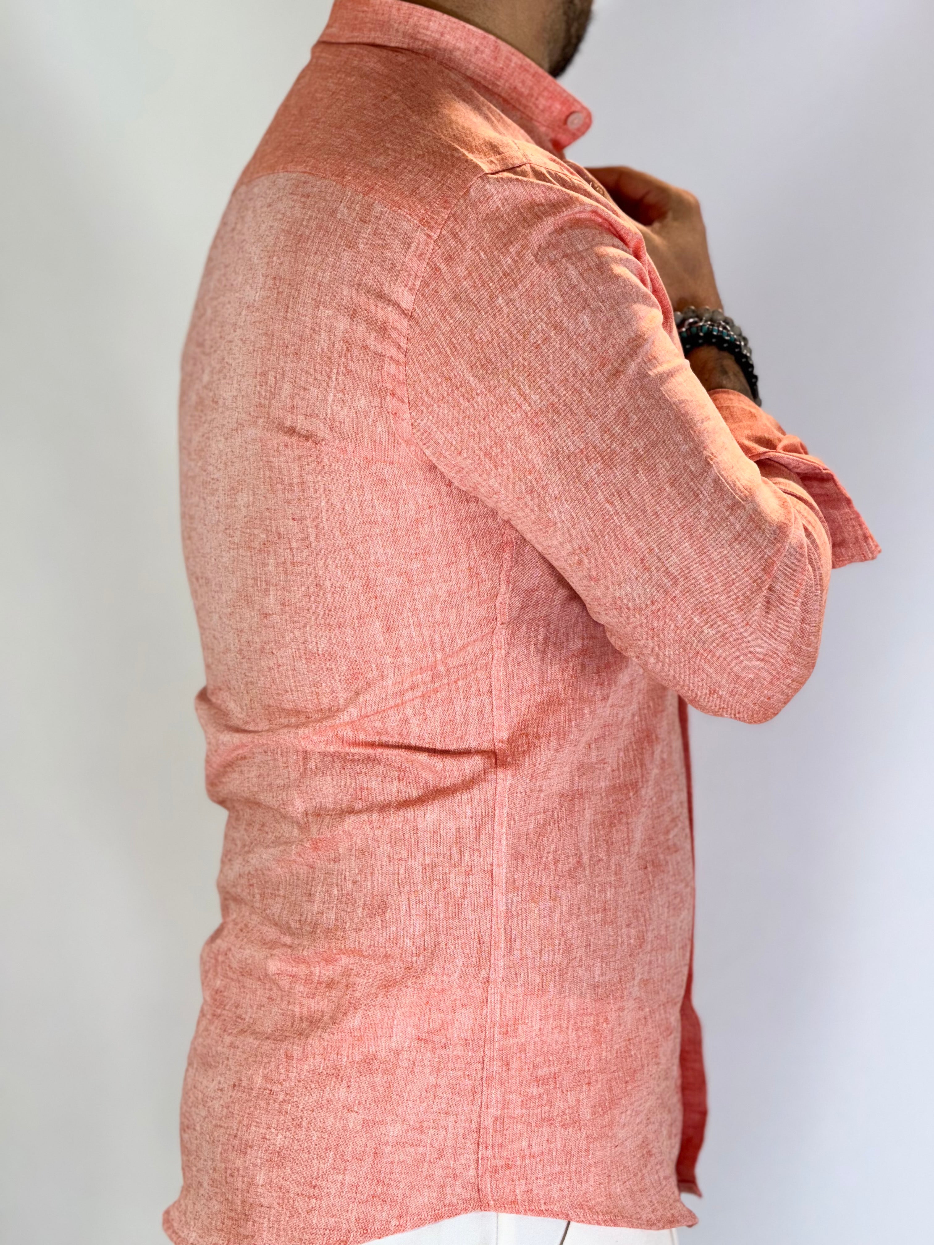 Camicia migliaccio coreana lino ARANCIO