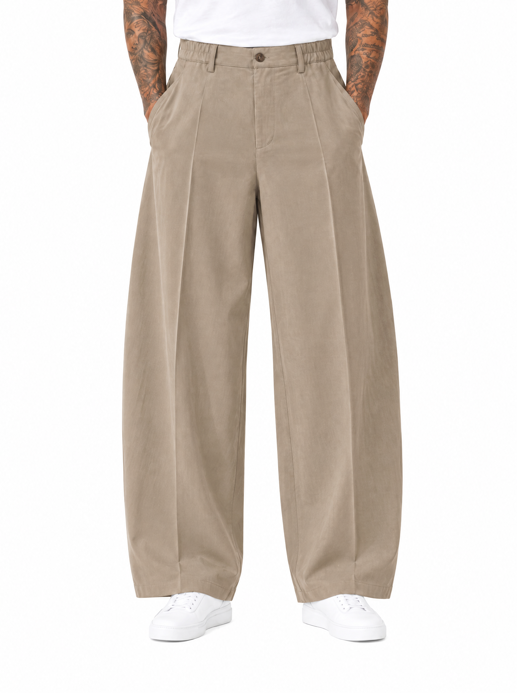 COMPTON Pantalone palazzo beige