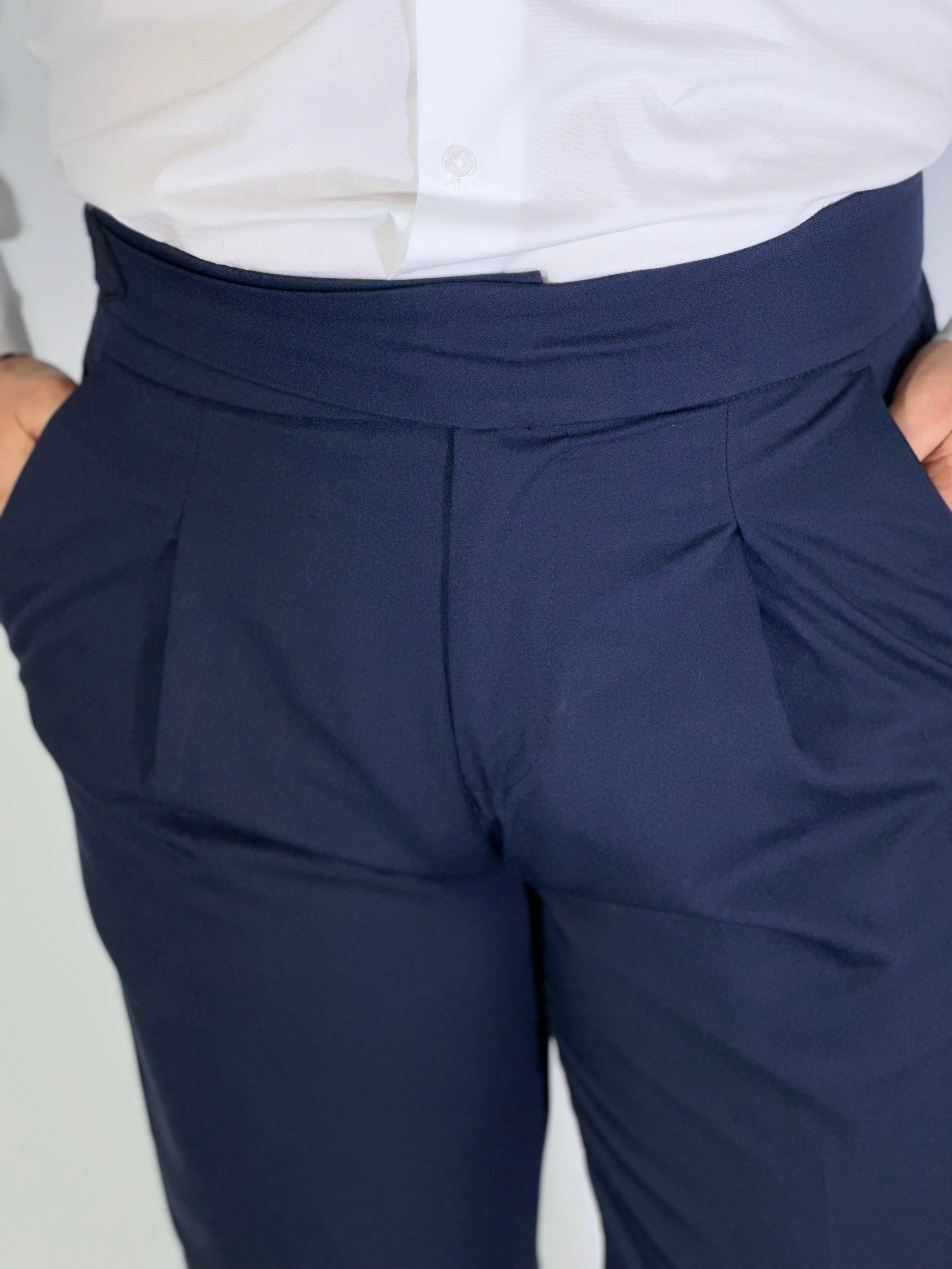 Pantalone vita alta blu UM736