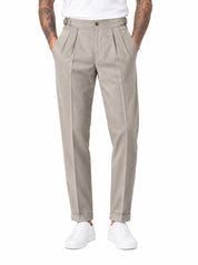 PONCHO Pantalone vita alta con fibbie beige